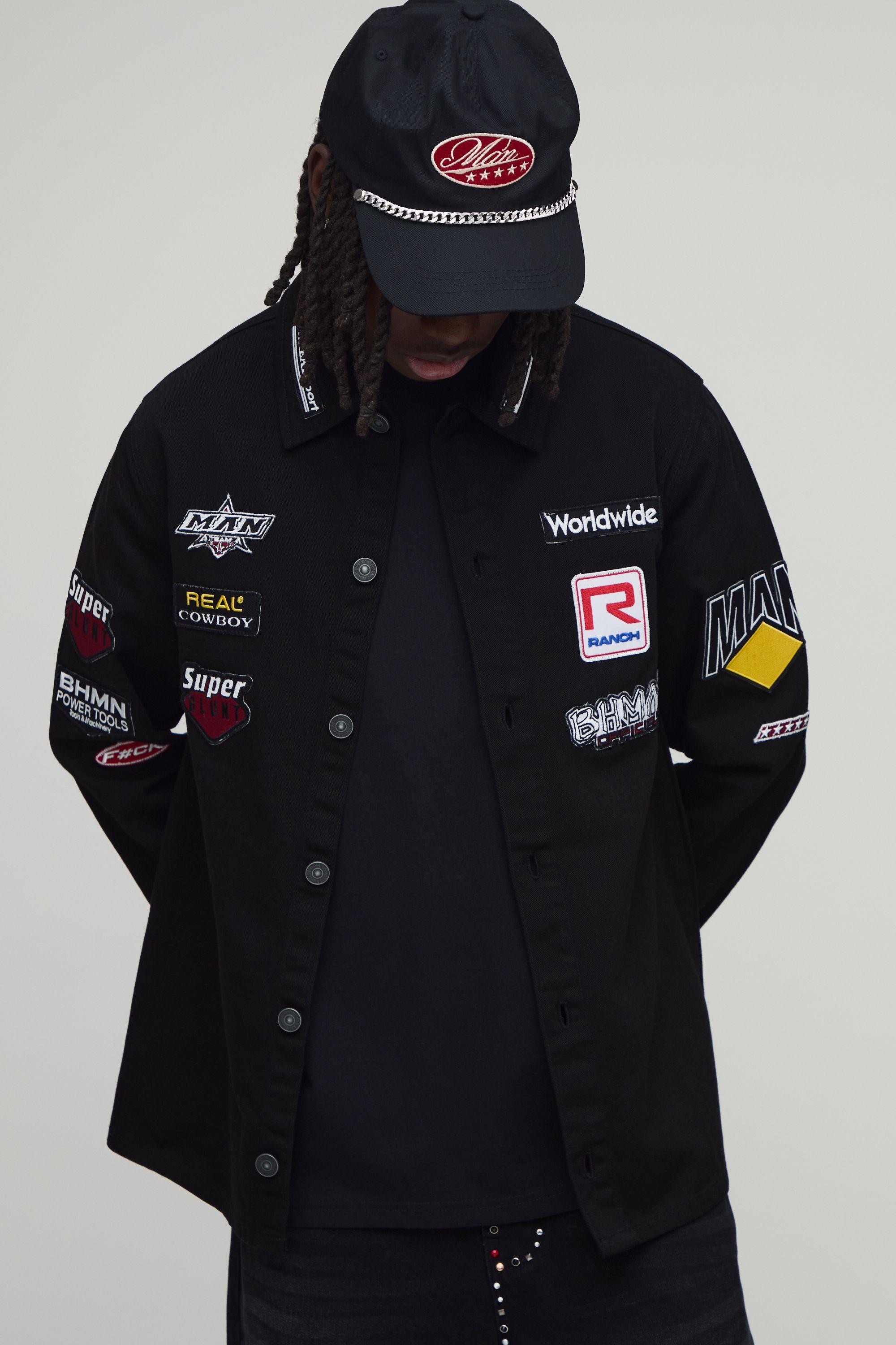 Regular Fit Moto Applique Twill Overshirt by BOOHOOMAN