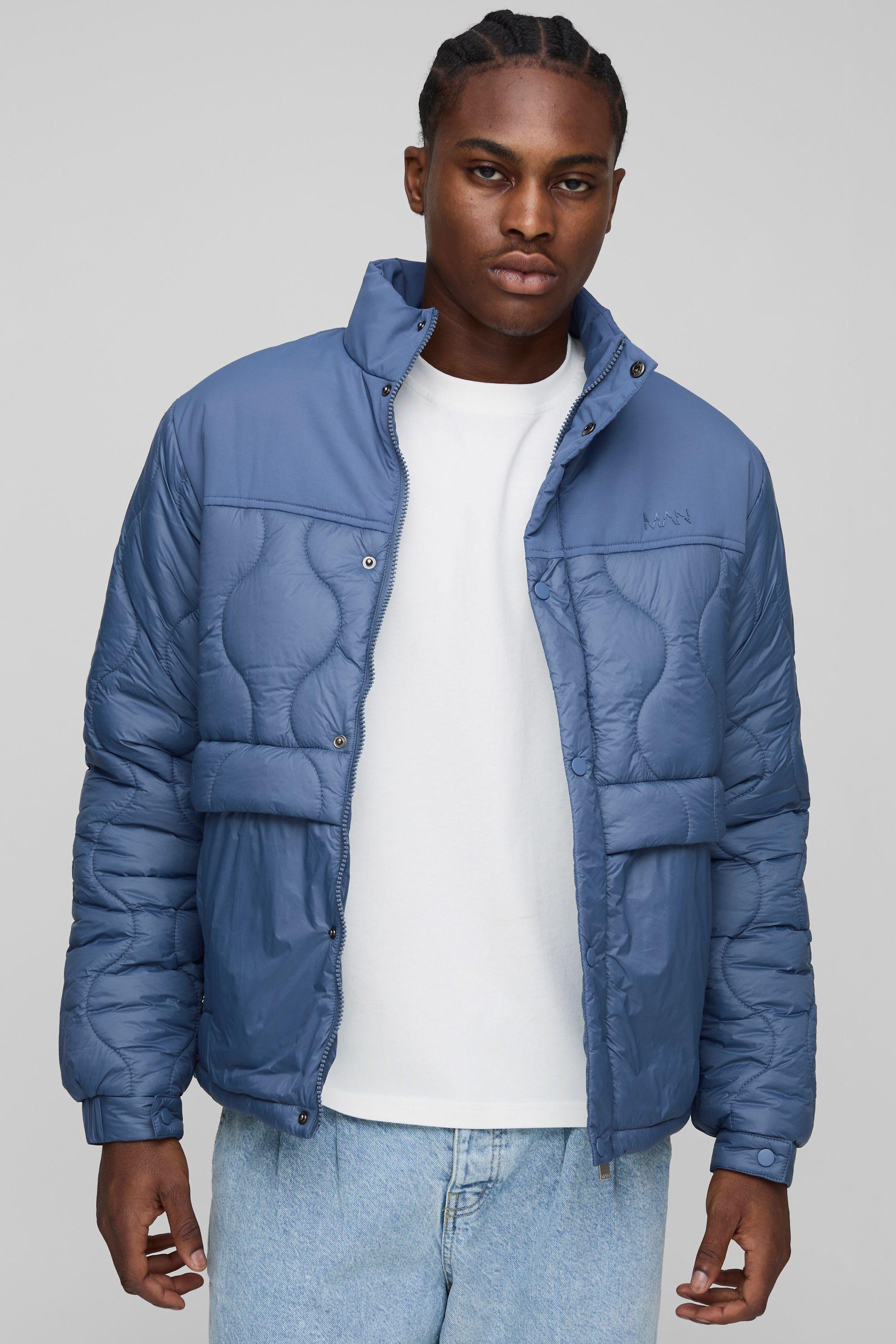 Regular Fit Onion Quilted Panel Funnel Neck Jacket by BOOHOOMAN