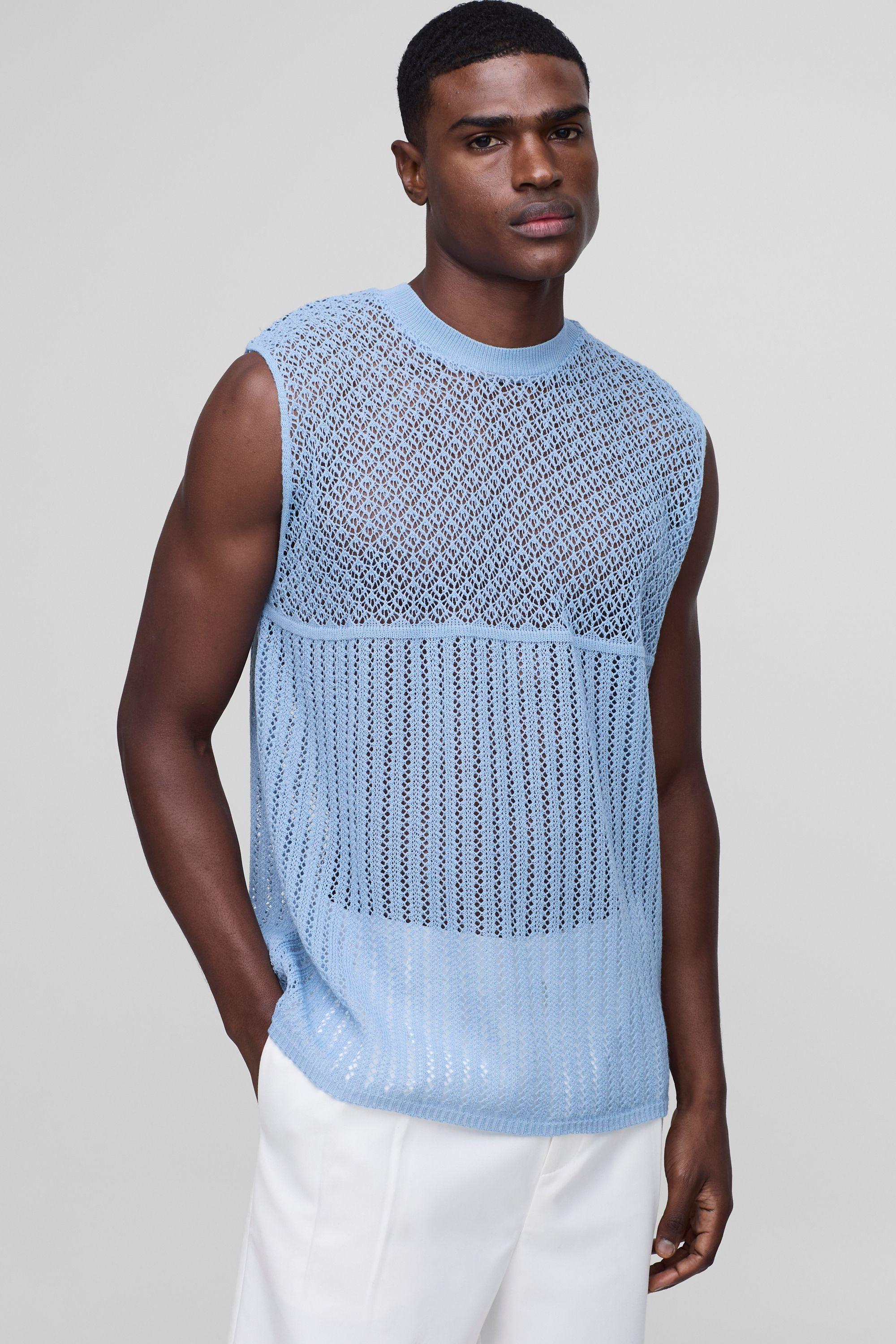 Regular Fit Open Stitch Knitted Vest by BOOHOOMAN