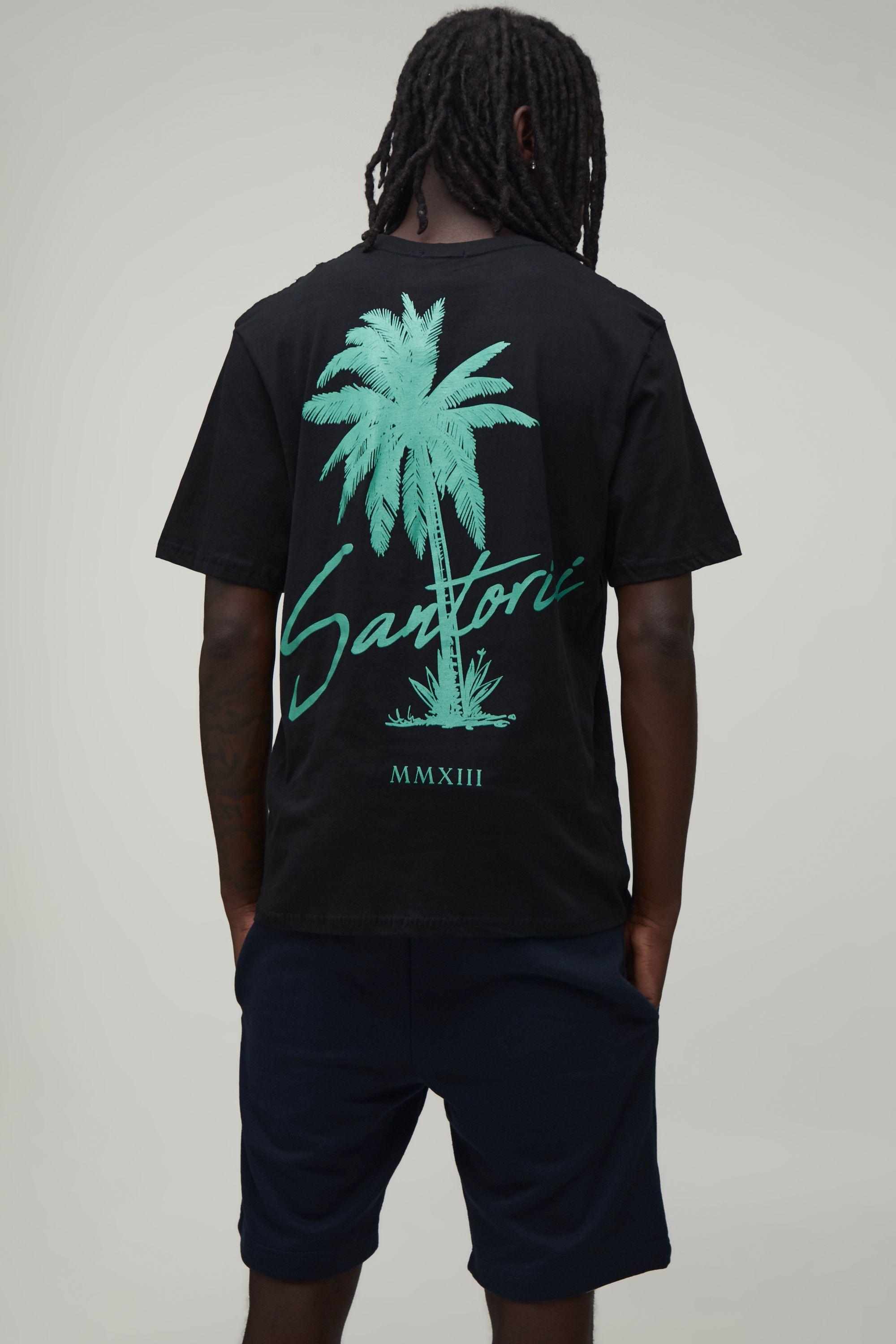 Regular Fit Palm Print T-Shirt & Short Set by BOOHOOMAN