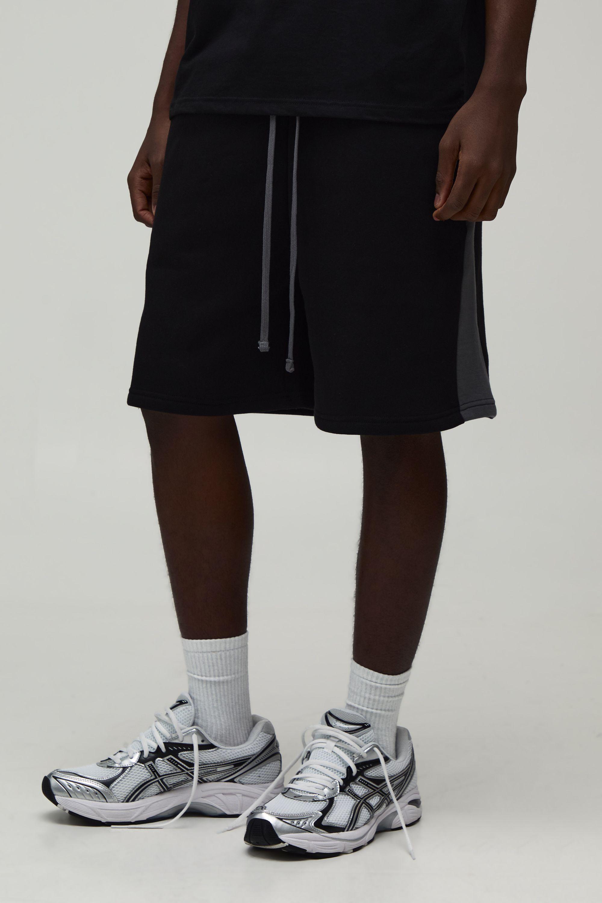 Regular Fit Panelled Jersey Short by BOOHOOMAN