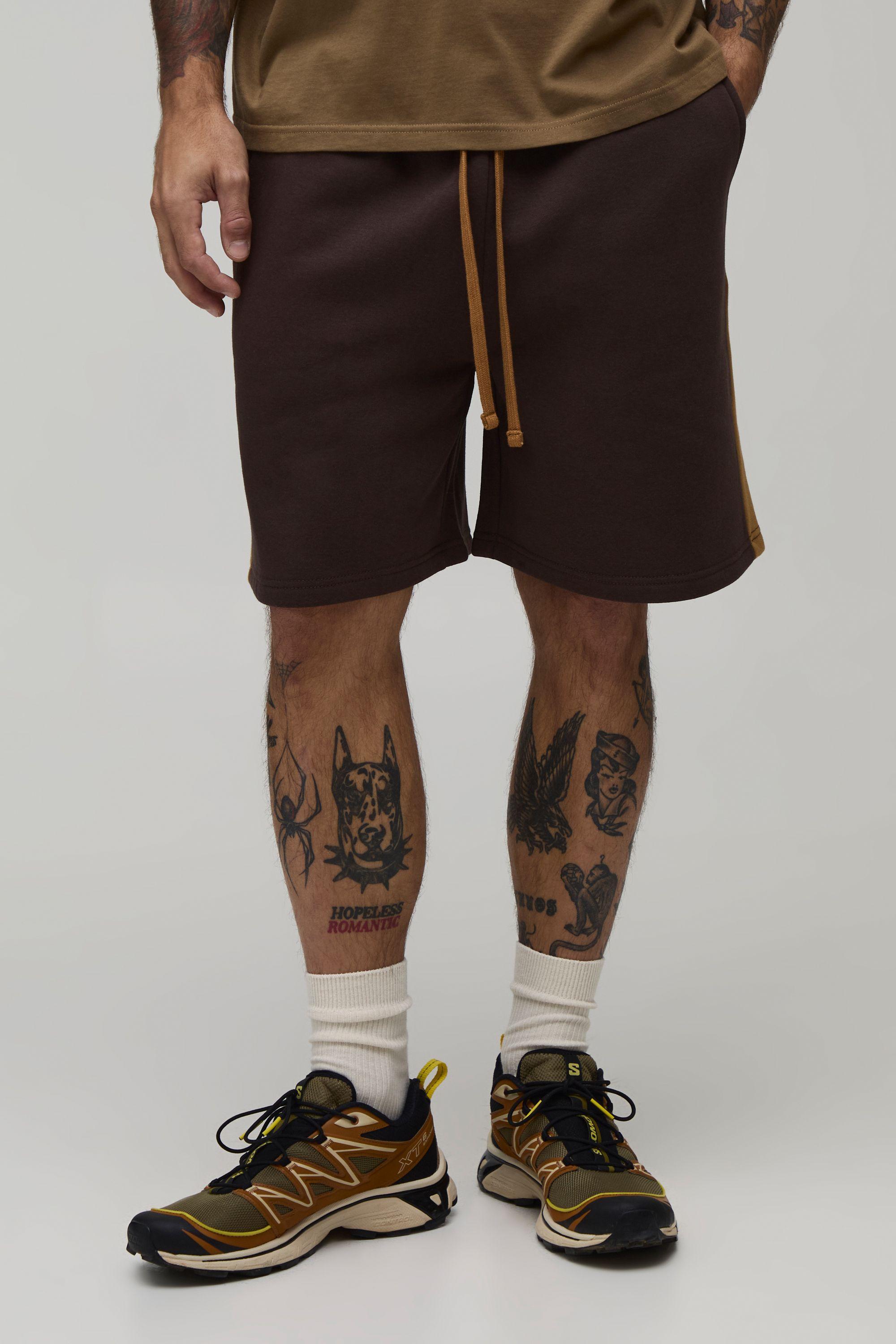 Regular Fit Panelled Jersey Short by BOOHOOMAN