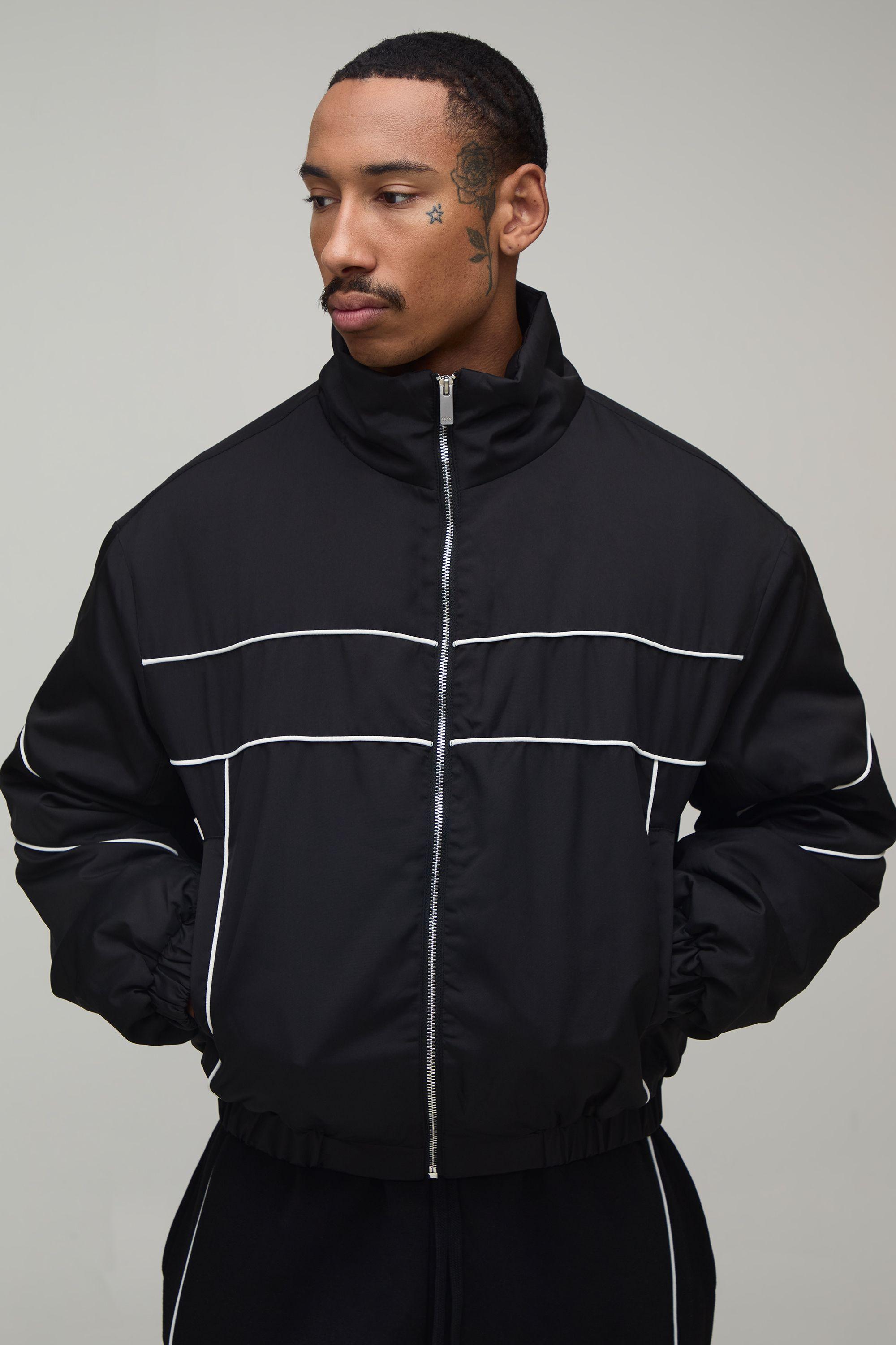 Regular Fit Piped Funnel Neck Puffer Jacket by BOOHOOMAN