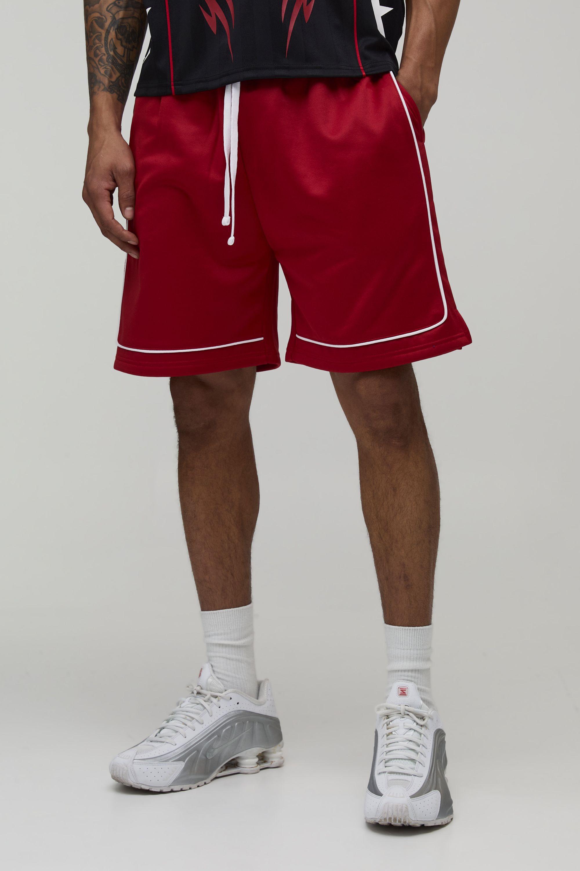 Regular Fit Piping Tricot Jersey Short by BOOHOOMAN