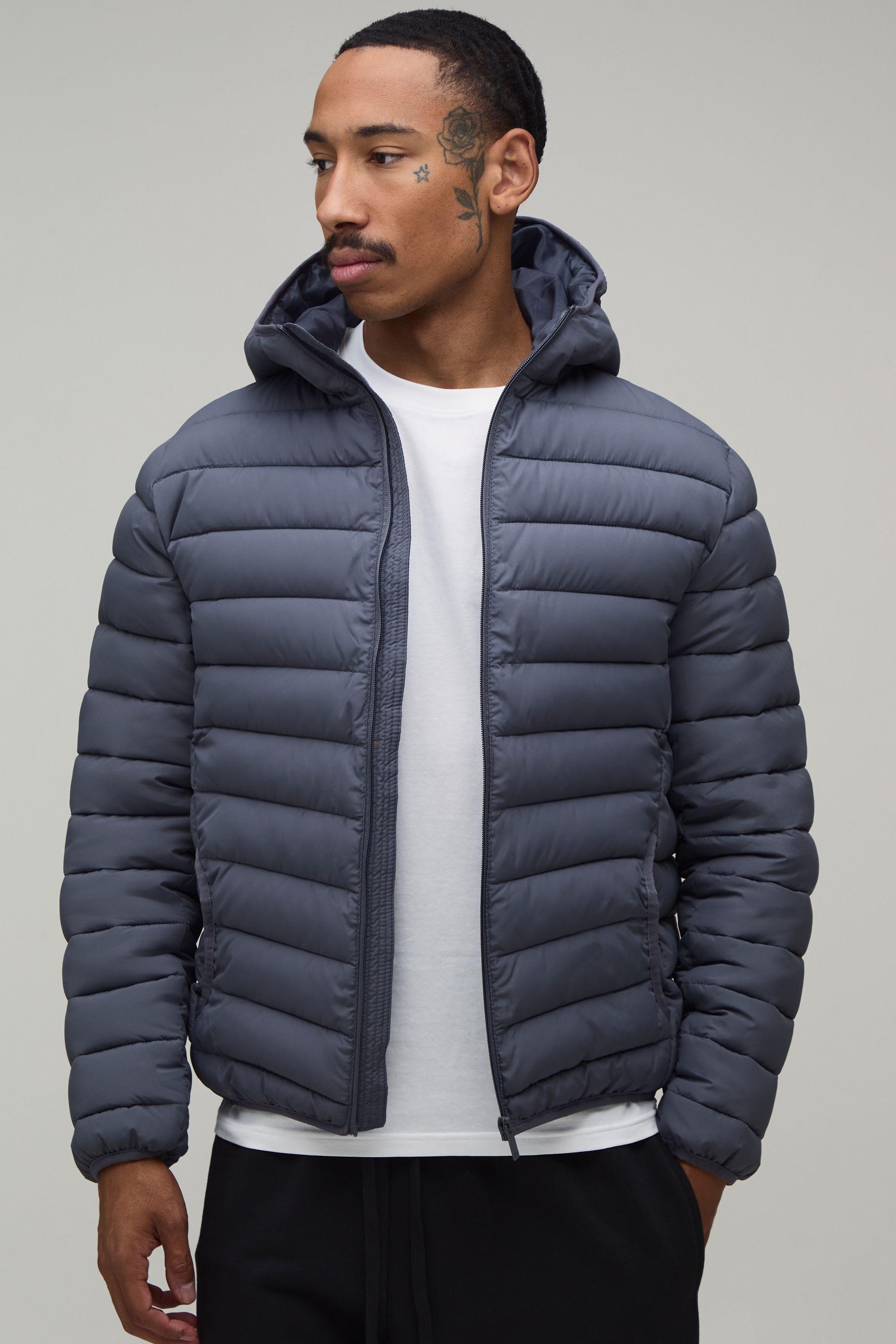 Regular Fit Quilted Zip Through Hooded Jacket by BOOHOOMAN