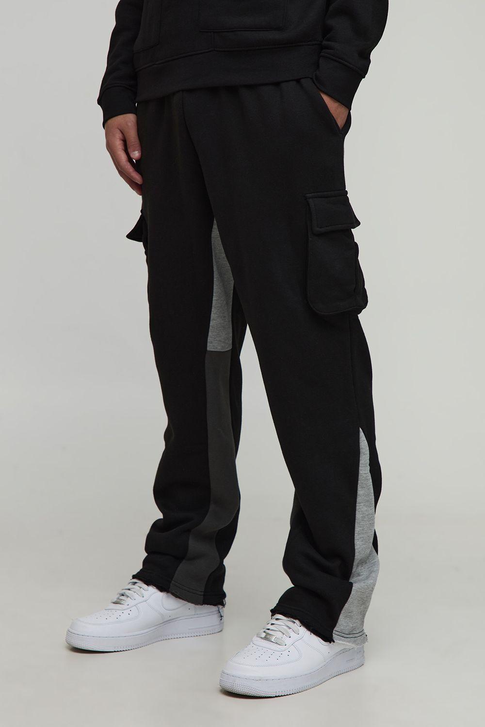 Regular Fit Raw Hem Gusset Cargo Jogger by BOOHOOMAN