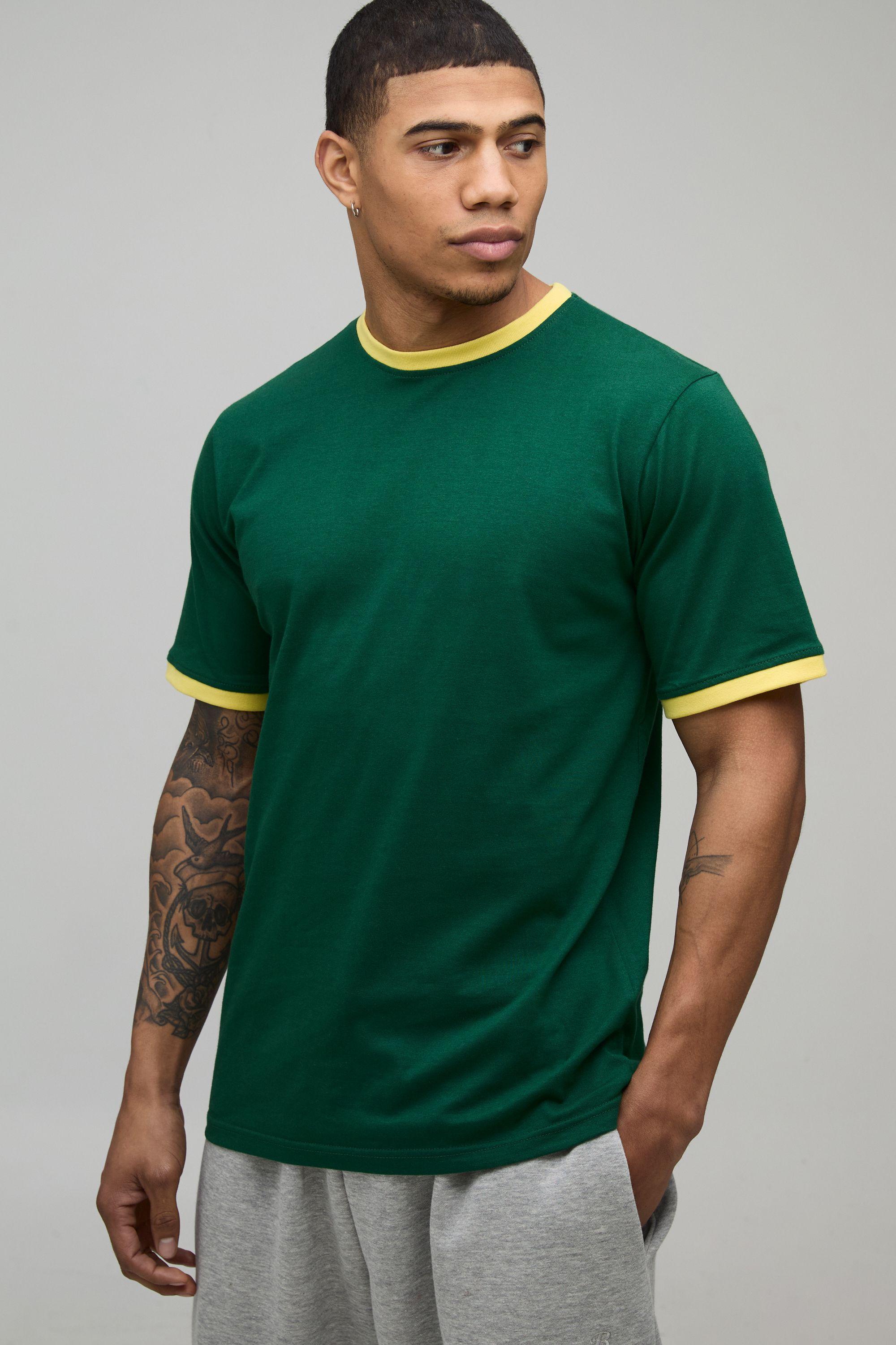 Regular Fit Ringer Crew Neck T-Shirt by BOOHOOMAN
