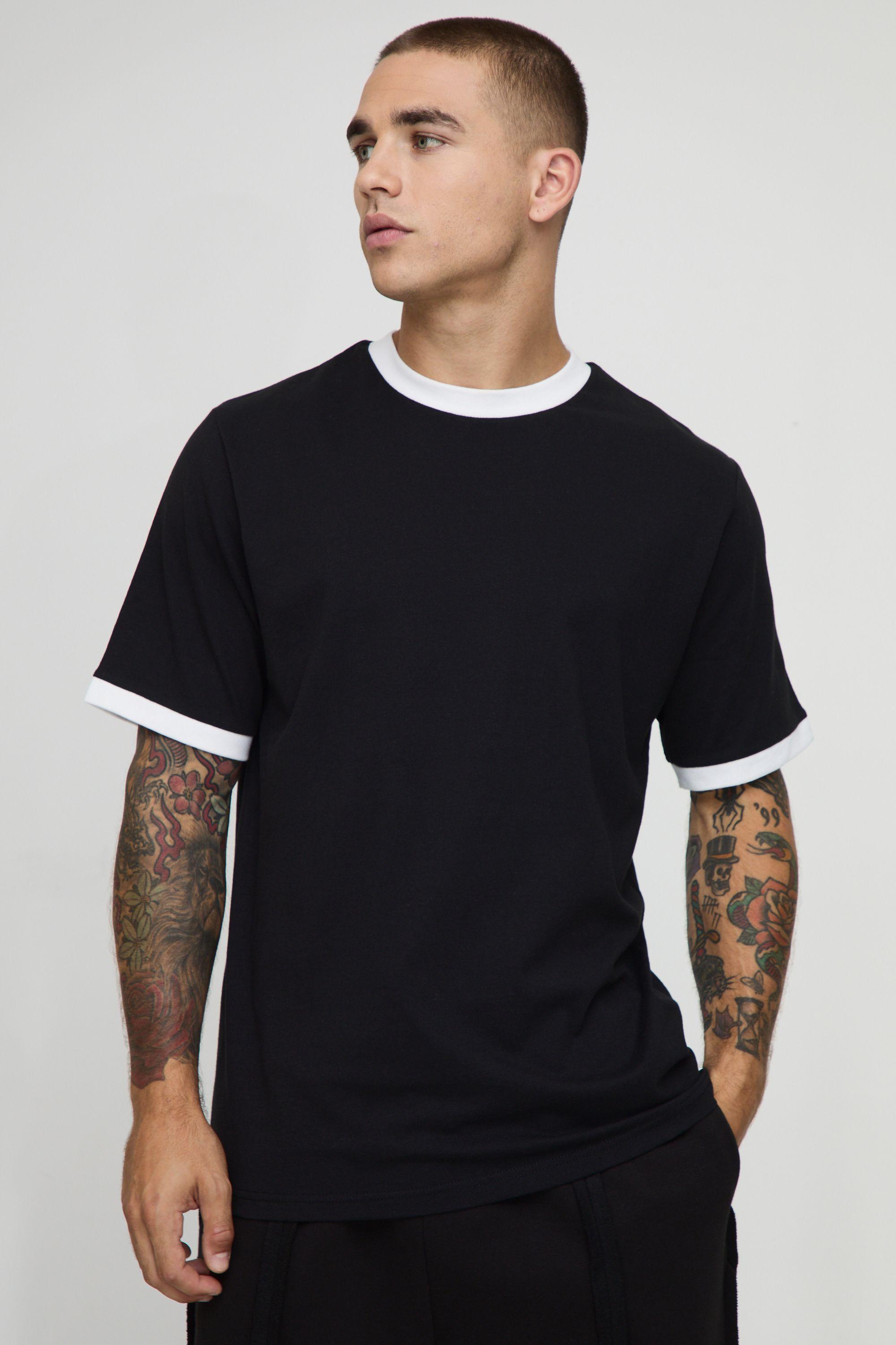 Regular Fit Ringer Crew Neck T-Shirt by BOOHOOMAN