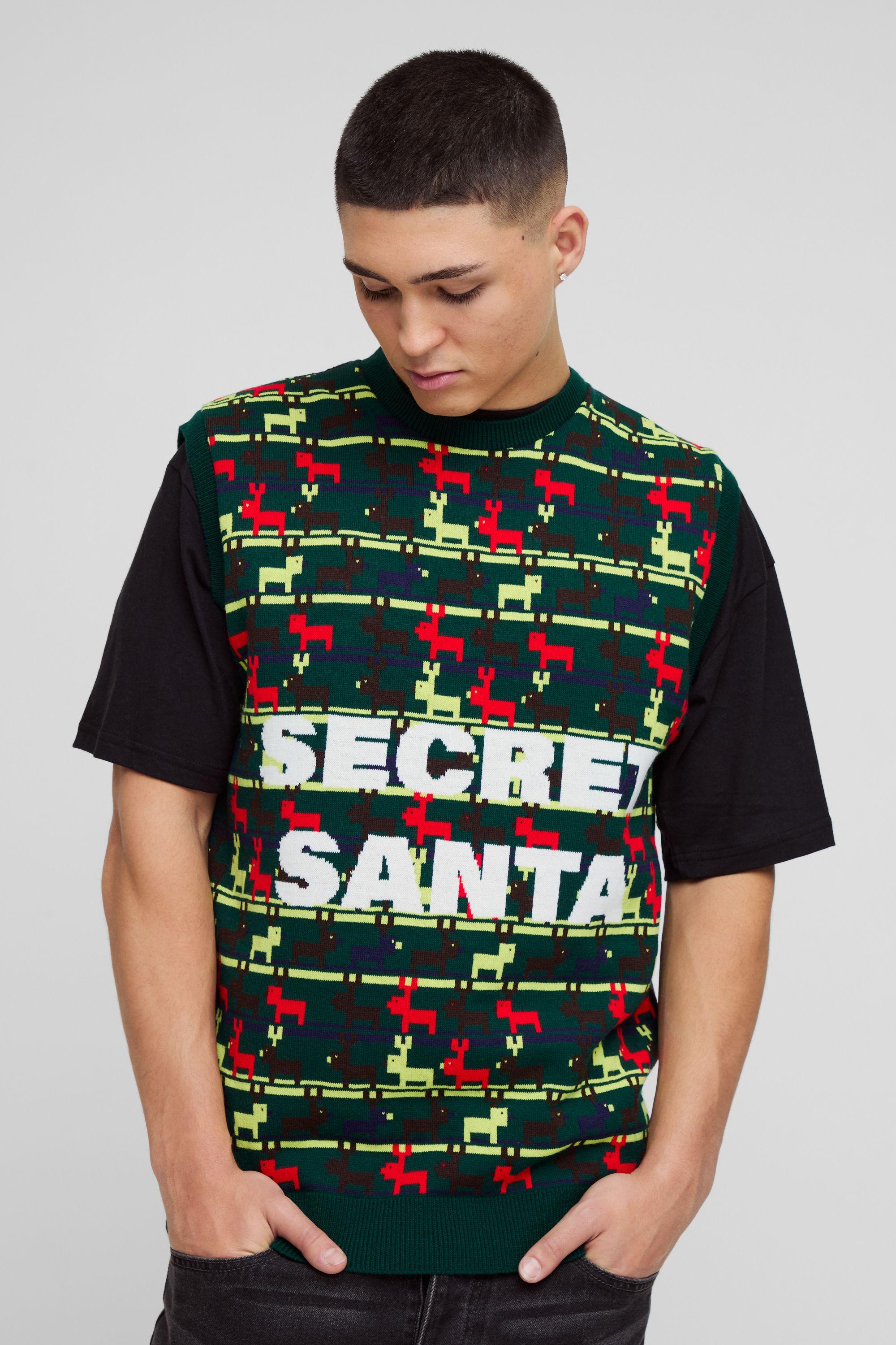 Regular Fit Secret Santa Christmas Vest by BOOHOOMAN