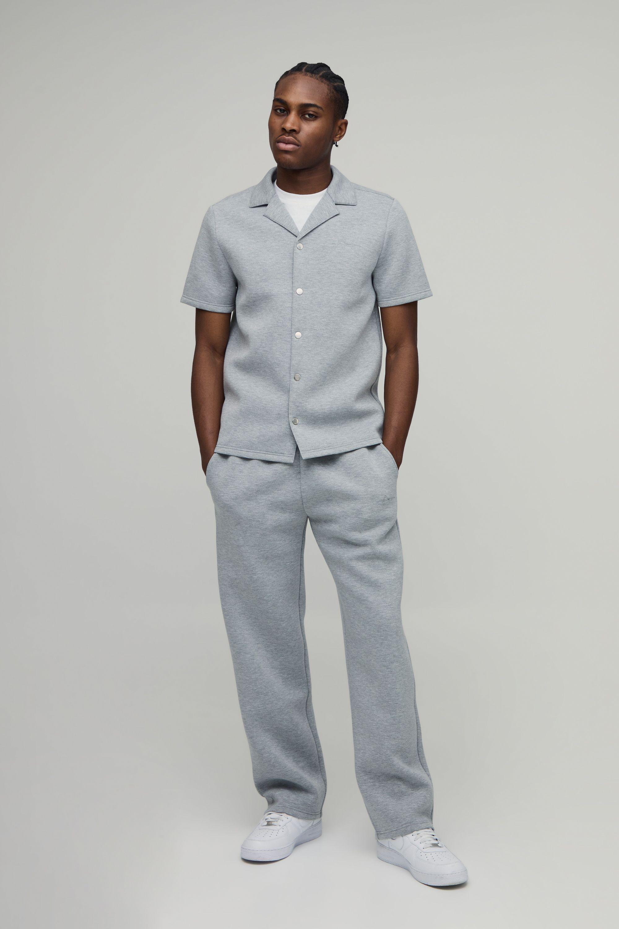 Regular Fit Shirt and Relaxed Trouser Scuba Set by BOOHOOMAN