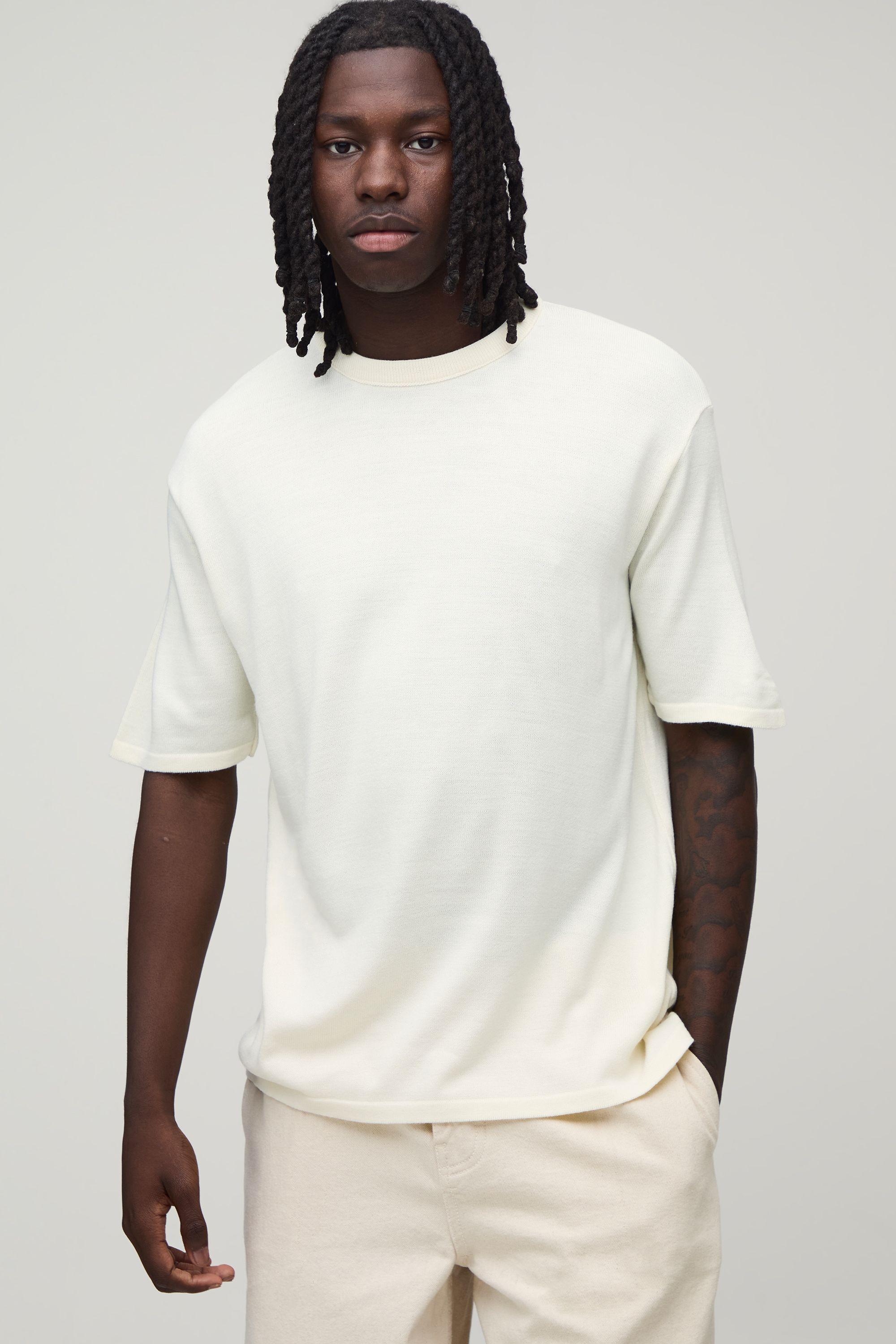Regular Fit Soft Touch Knitted T-Shirt by BOOHOOMAN