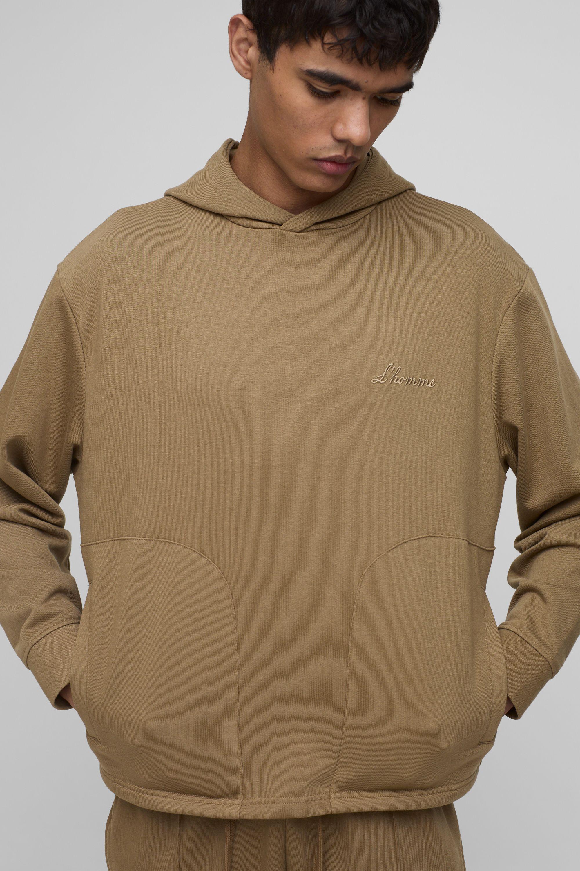 Regular Fit Tonal Embroidered Welt Pocket Hoodie by BOOHOOMAN