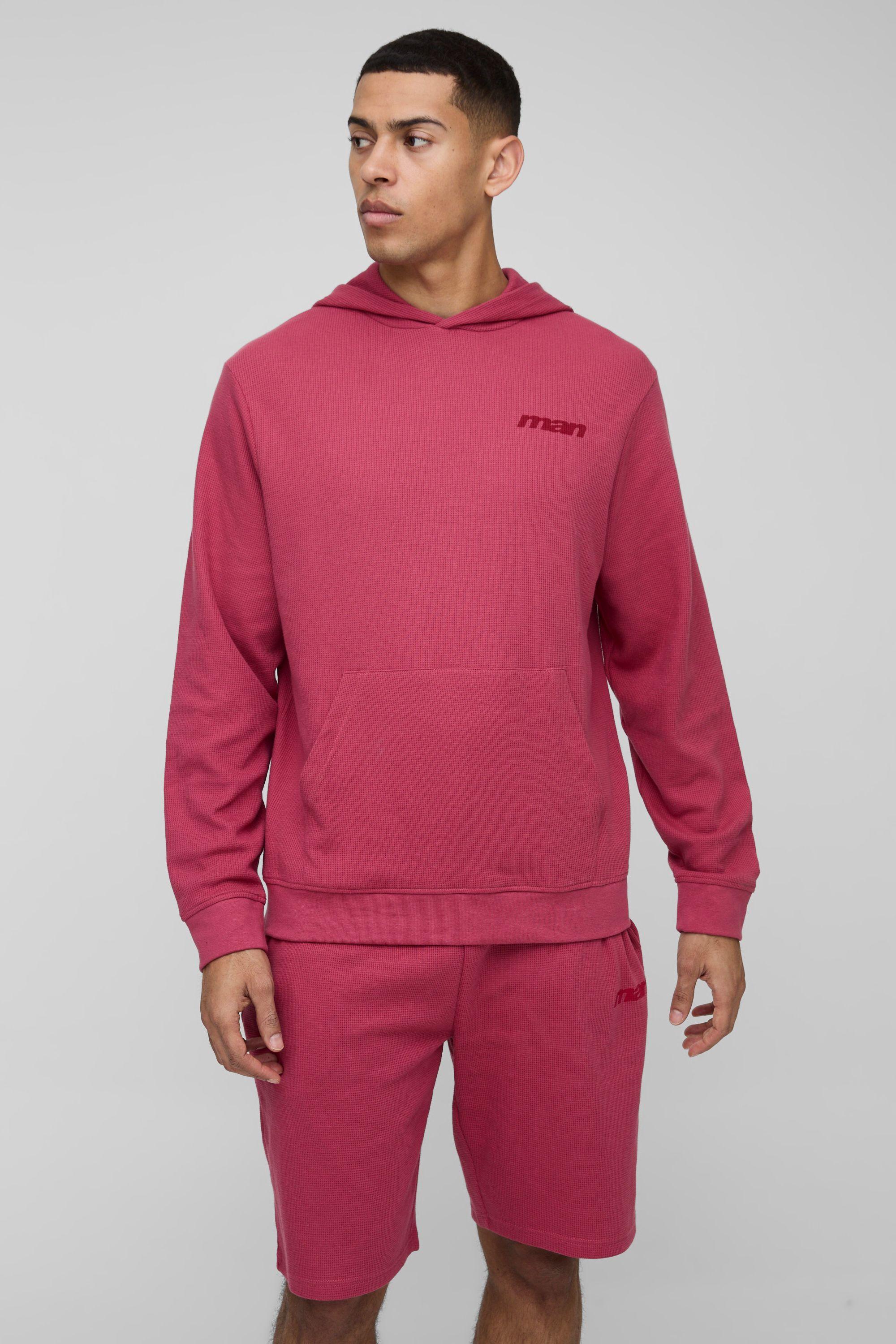 Regular Fit Waffle MAN Varsity Hoodie by BOOHOOMAN