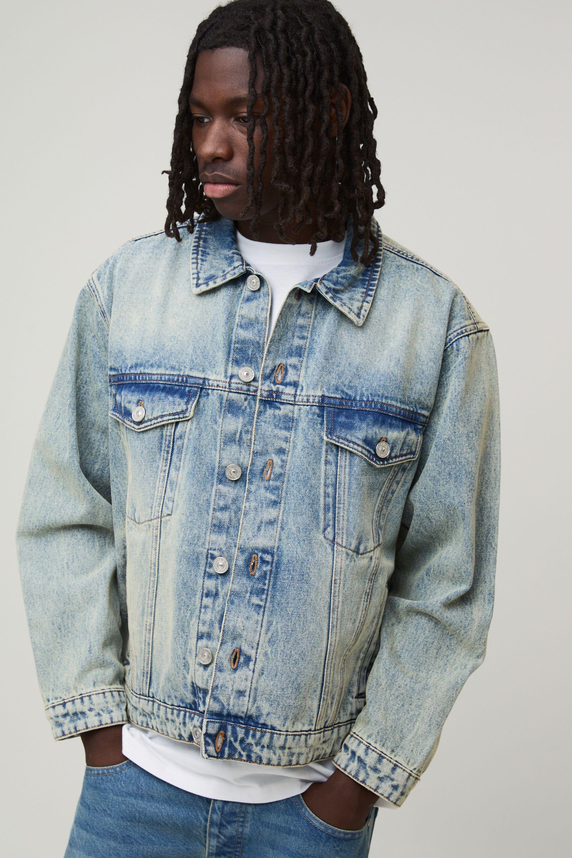 Regular Fit Washed Denim Jacket by BOOHOOMAN