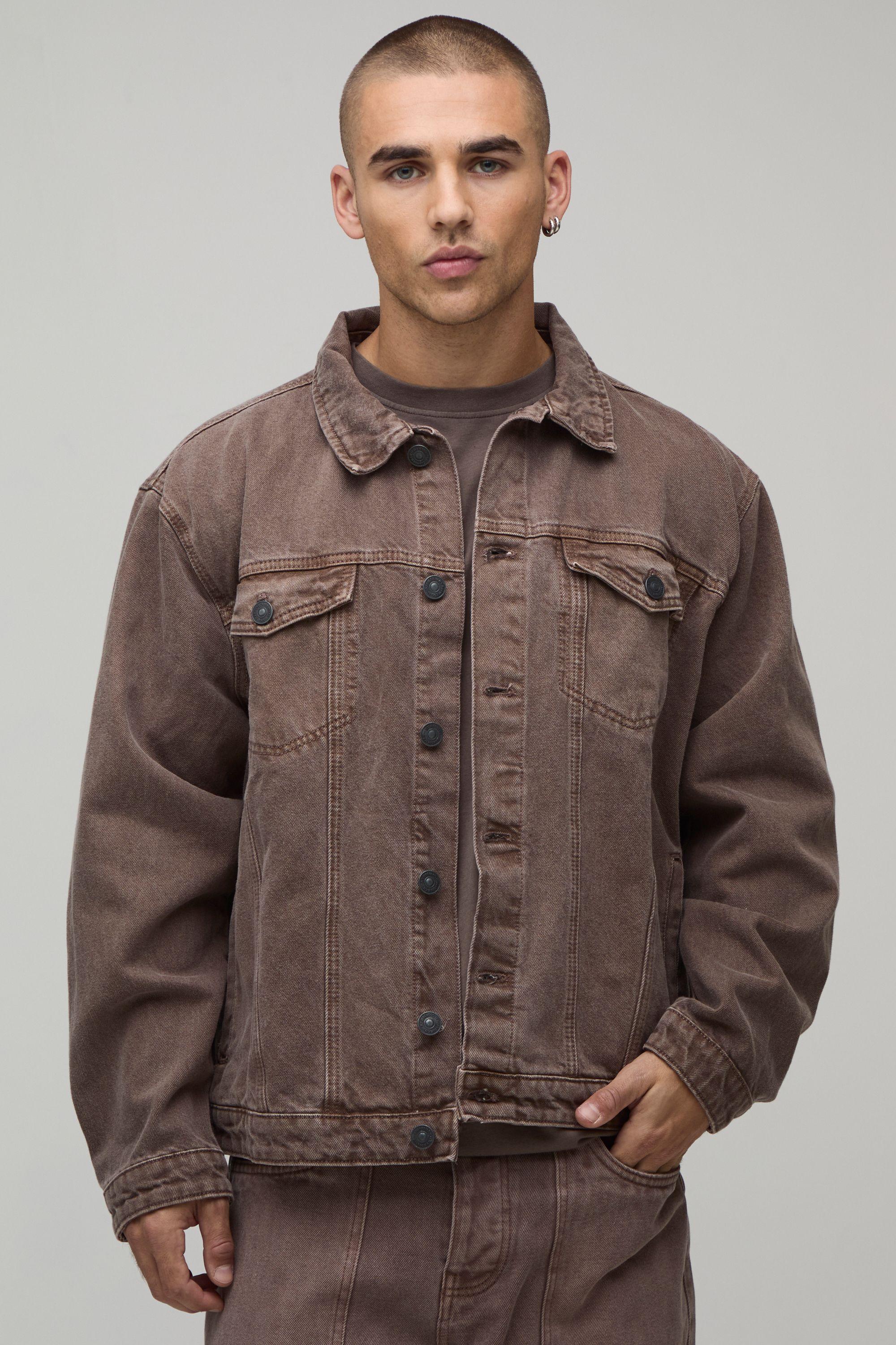 Regular Fit Washed Denim Jacket by BOOHOOMAN