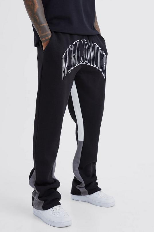 Regular Fit Worldwide Contrast Stitch Gusset Jogger by BOOHOOMAN