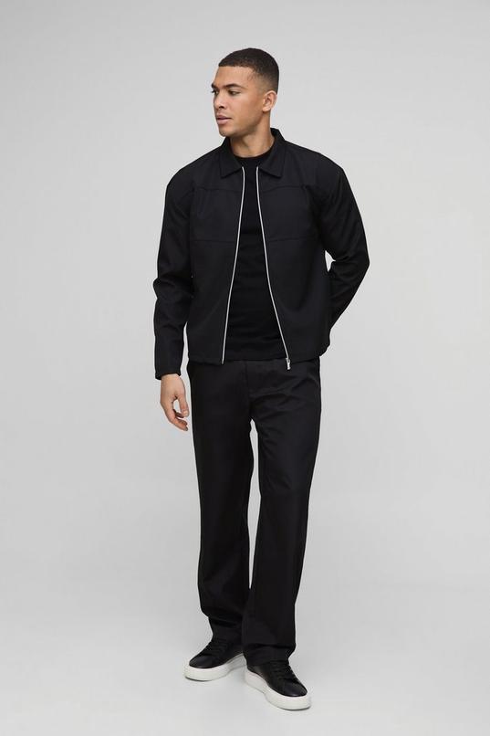 Regular Fit Zip Through Collared Jacket Set by BOOHOOMAN