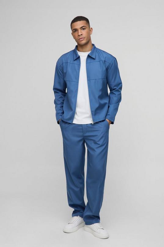 Regular Fit Zip Through Collared Jacket Set by BOOHOOMAN