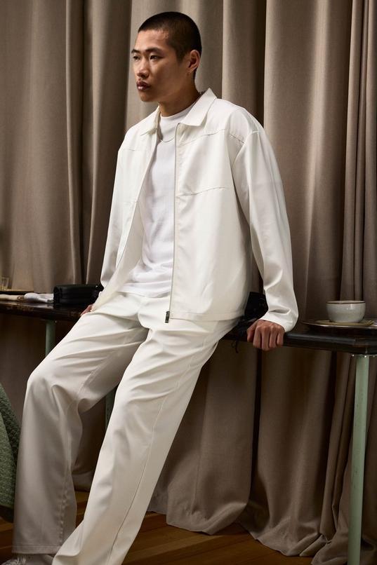 Regular Fit Zip Through Collared Jacket Set by BOOHOOMAN
