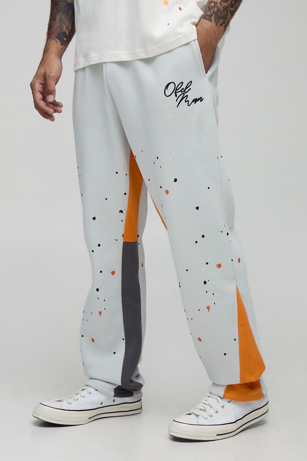 Regular Paint Splatter Printed Gusset Jogger by BOOHOOMAN