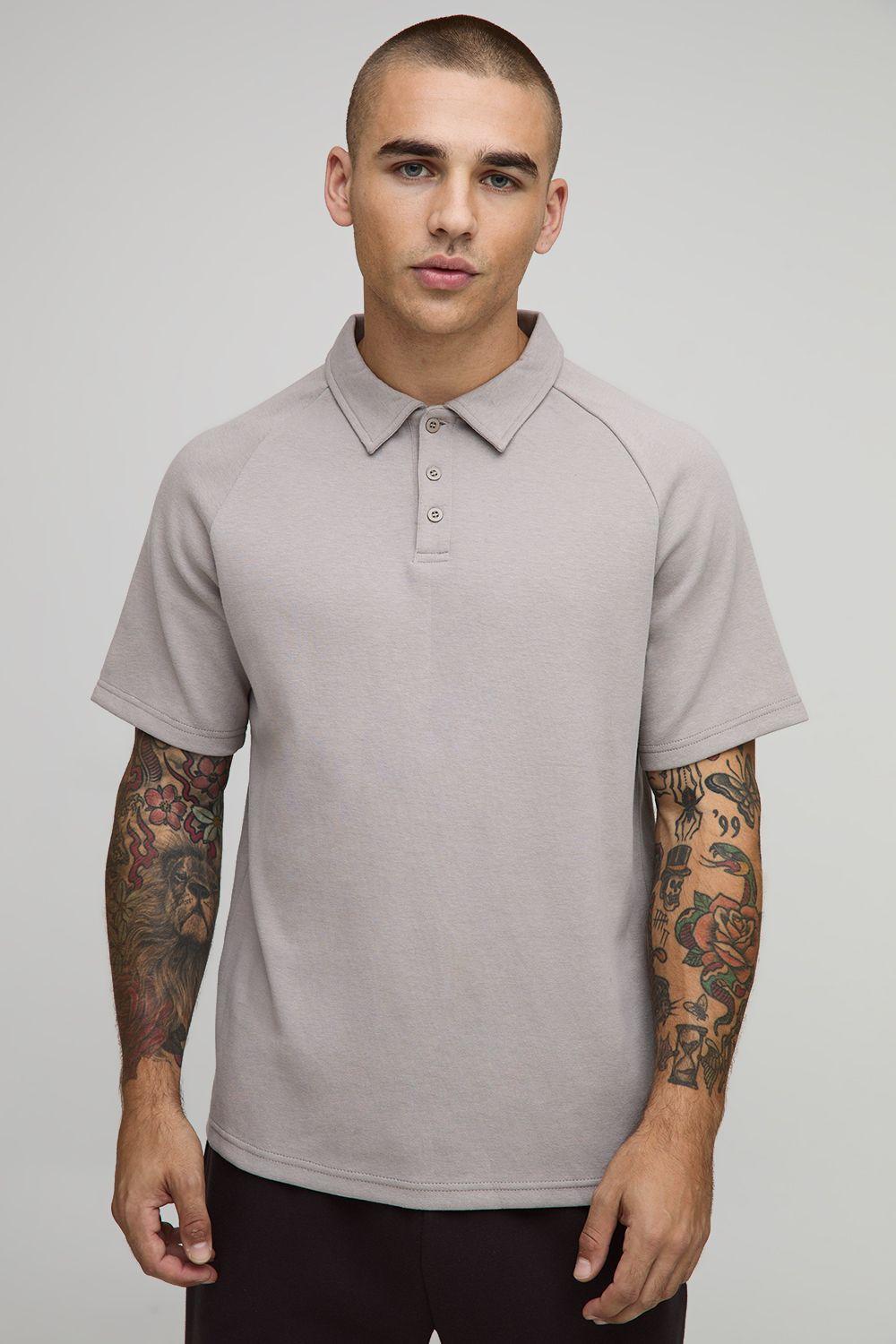Regular Premium Interlock Raglan Polo by BOOHOOMAN