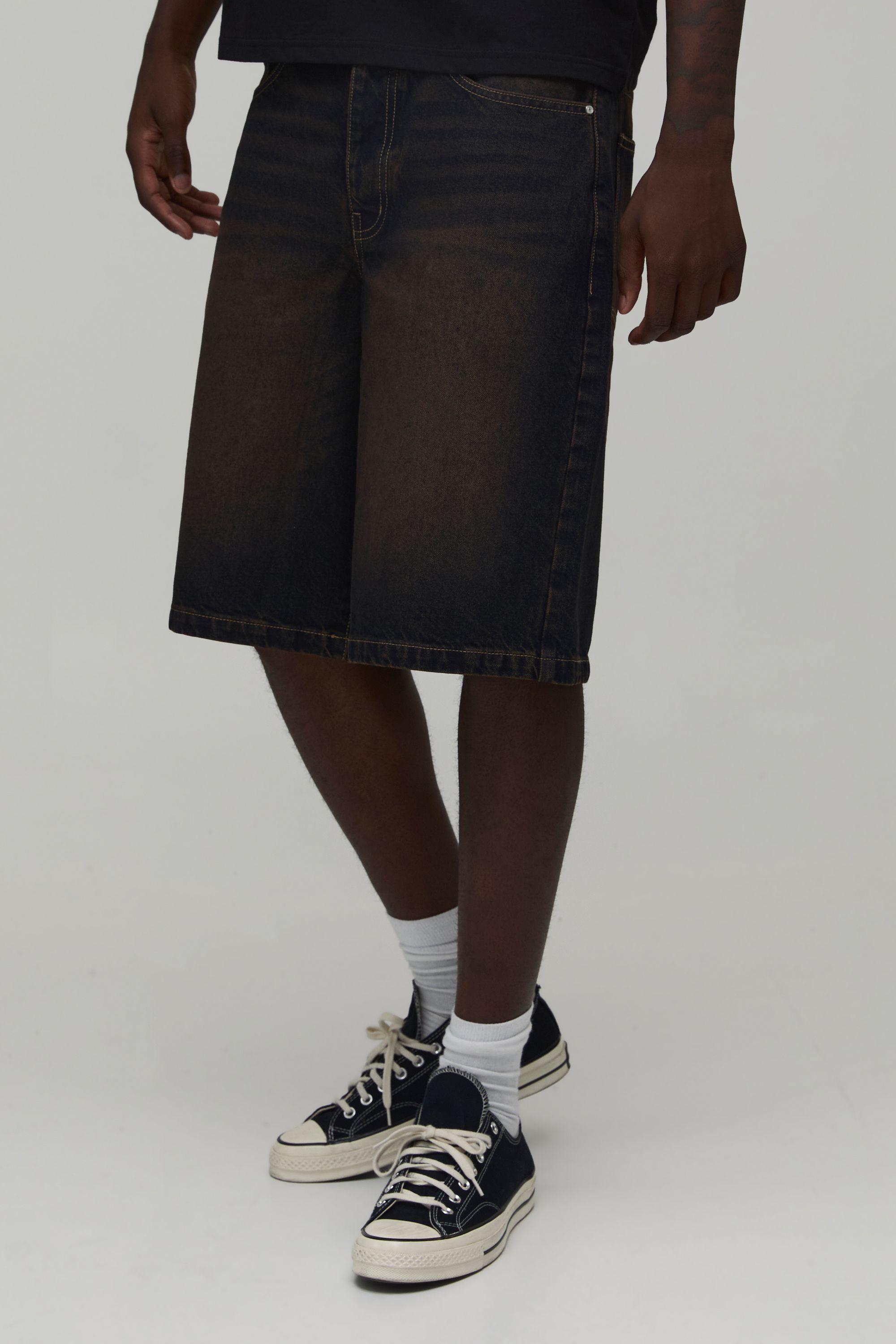 Regular Rigid Denim Jorts by BOOHOOMAN