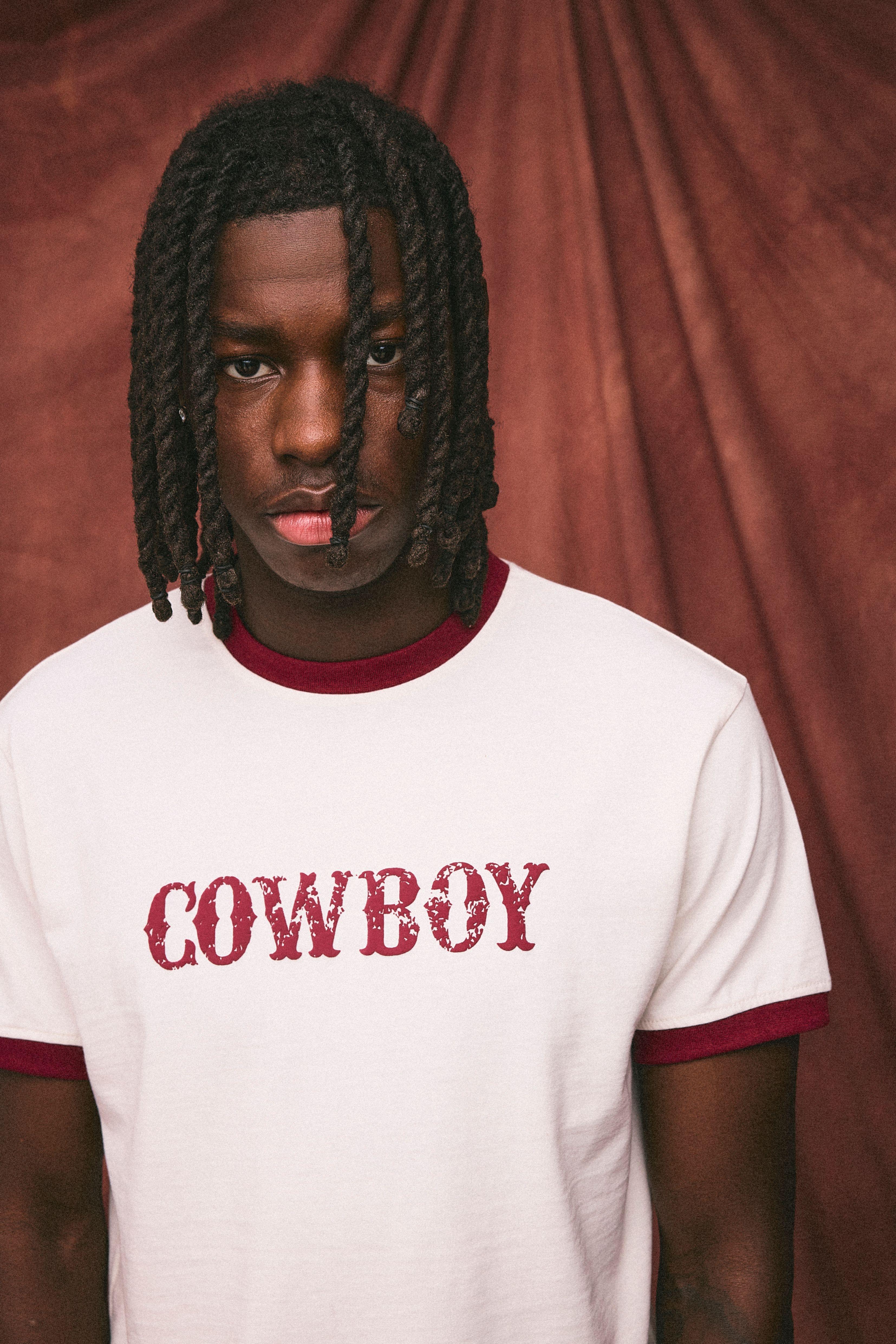 Regular Ringer Slub Cowboy Club Puff Print T-Shirt by BOOHOOMAN