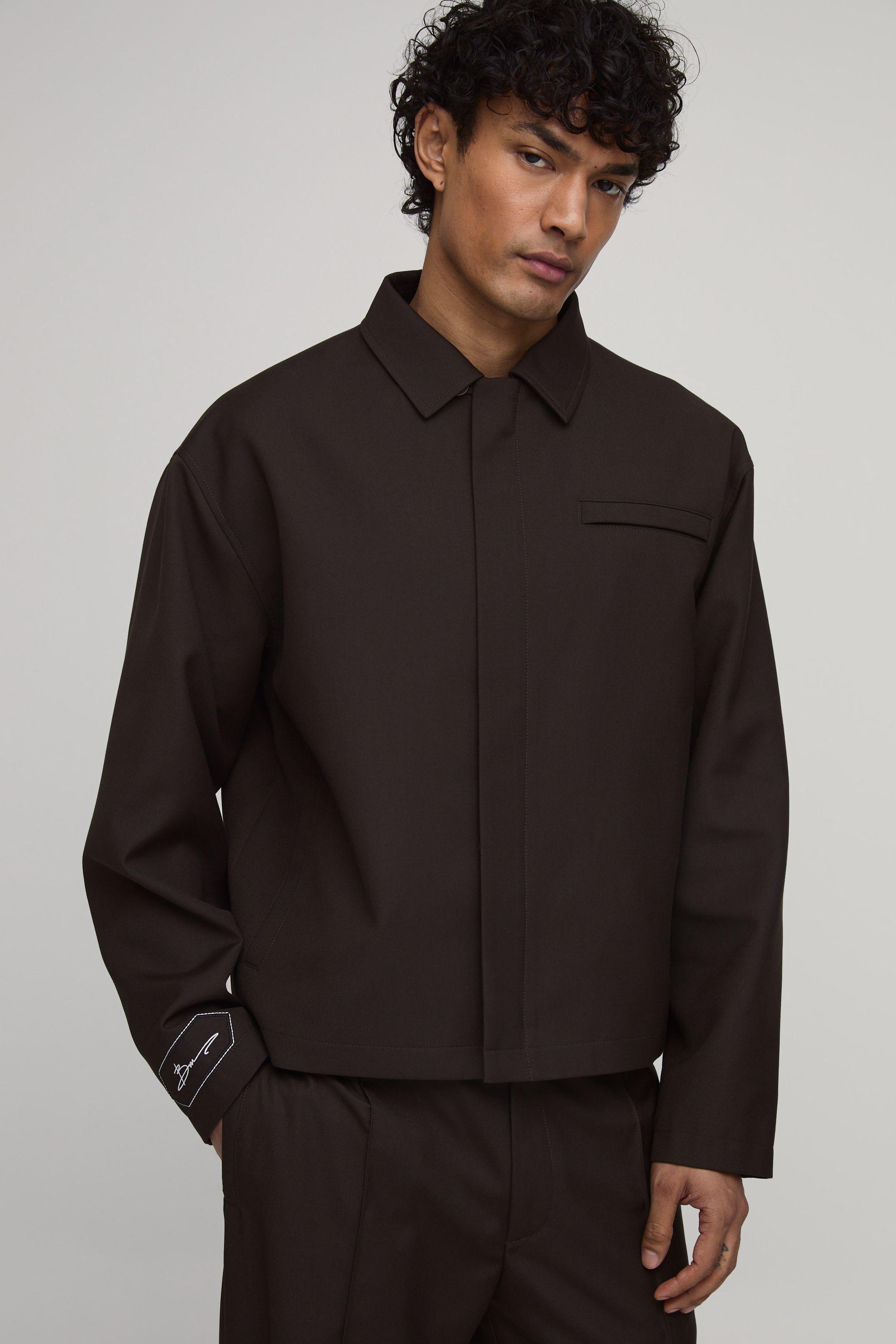 Regular Smart Tailored Harrington Jacket by BOOHOOMAN