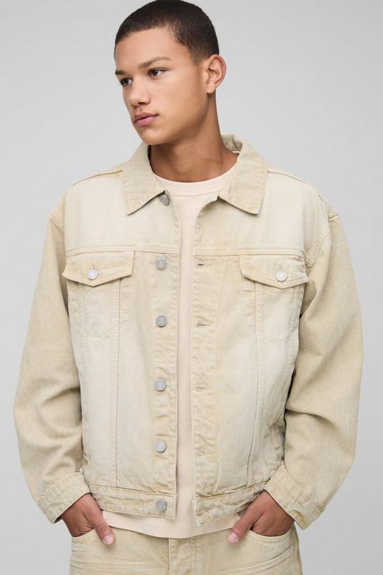 Regular Washed Stone Denim Jacket by BOOHOOMAN