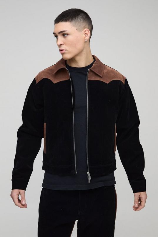 Regular Western Coated Denim Harrington by BOOHOOMAN