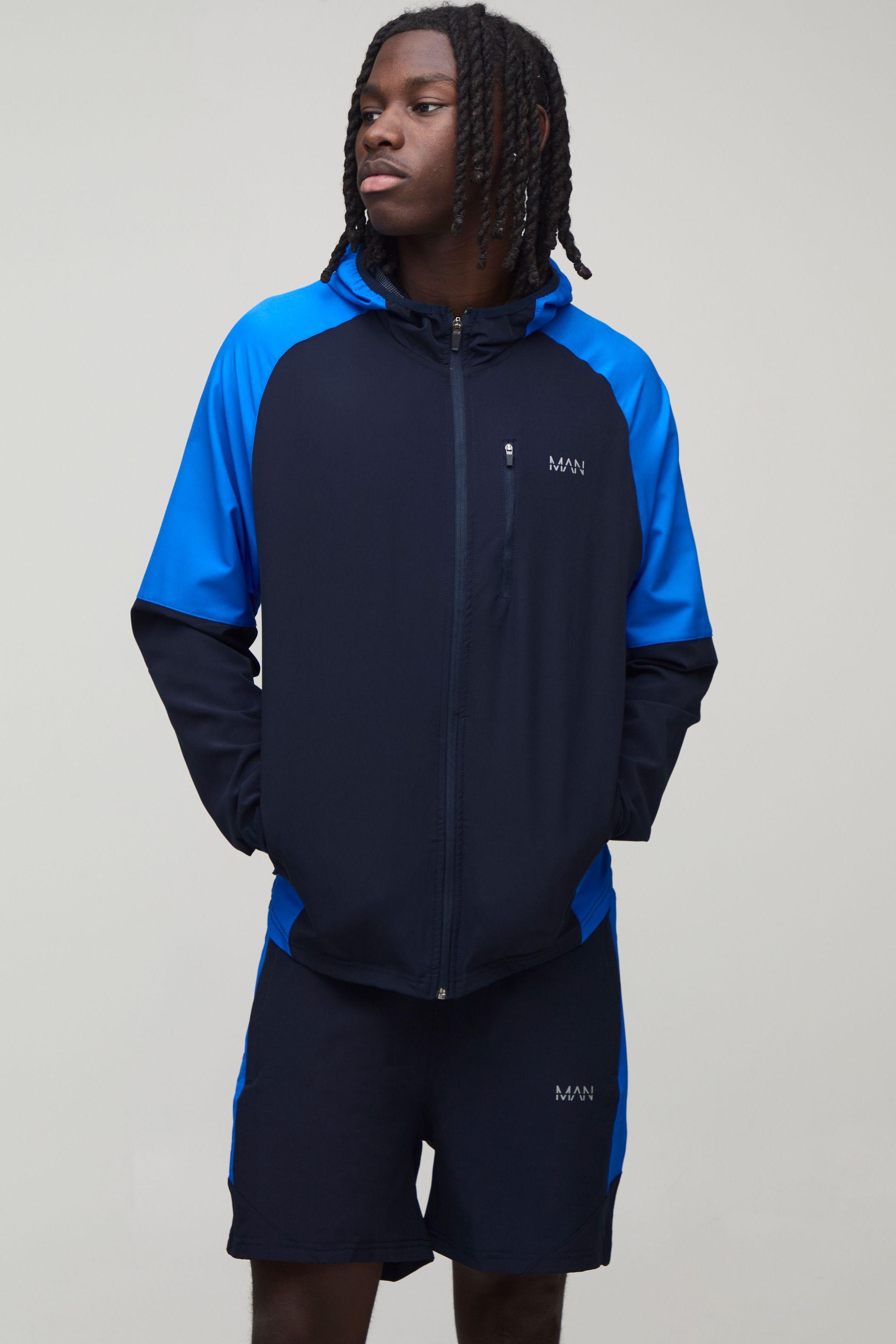 Regular Woven Colour Block Nylon Tracksuit by BOOHOOMAN
