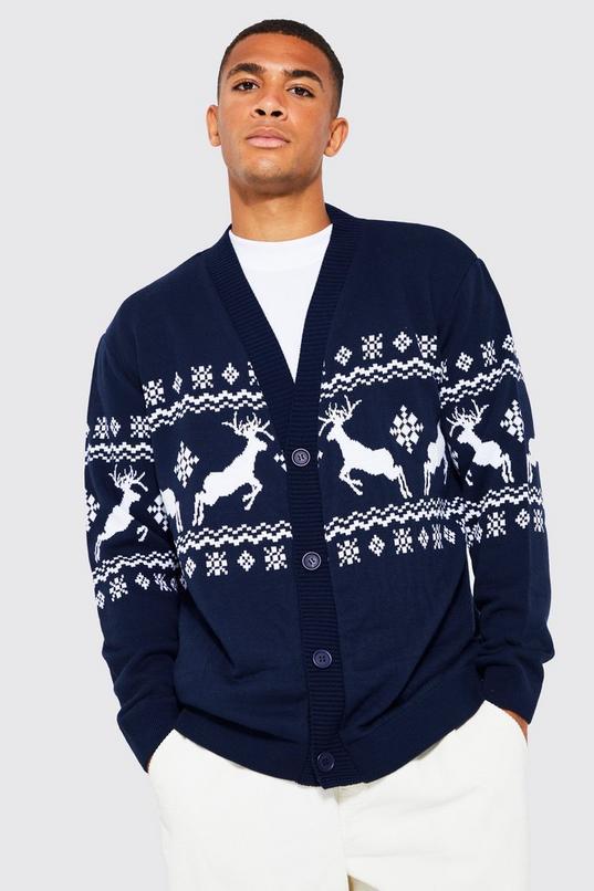Reindeer Fairisle Christmas Cardigan by BOOHOOMAN