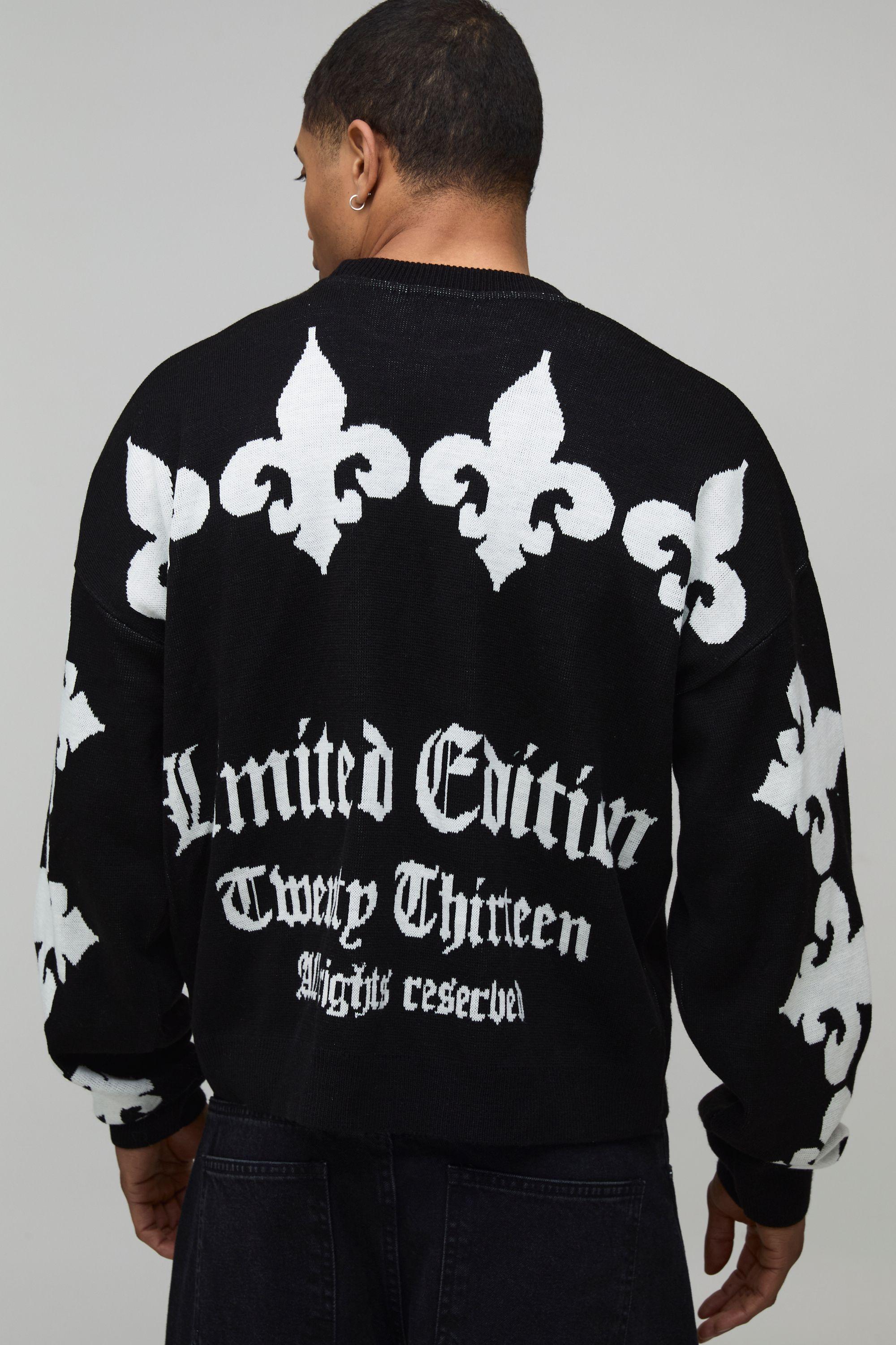 Relaxed Boxy Gothic Knitted Jumper by BOOHOOMAN