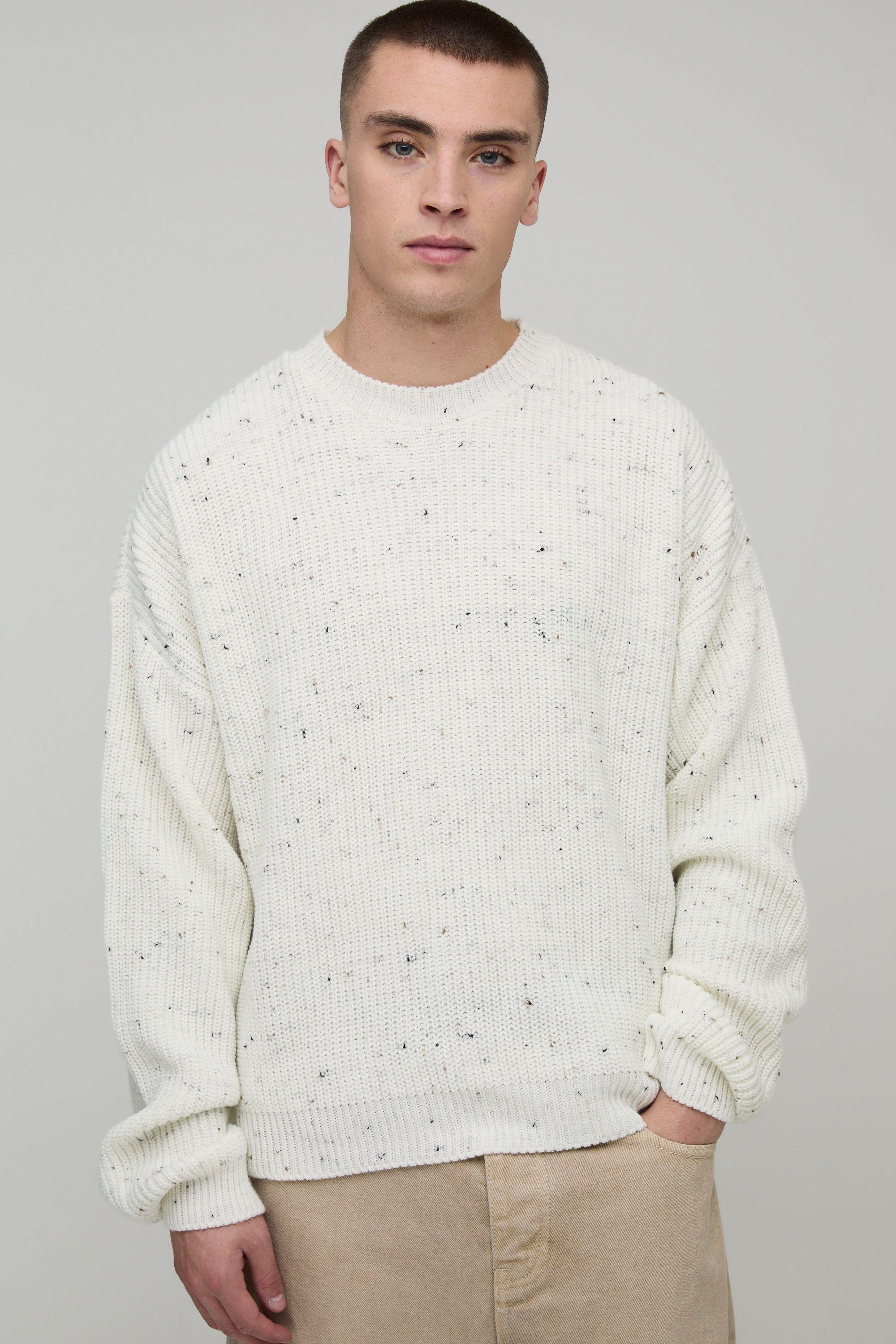 Relaxed Boxy Marl Jacquard Knitted Jumper by BOOHOOMAN