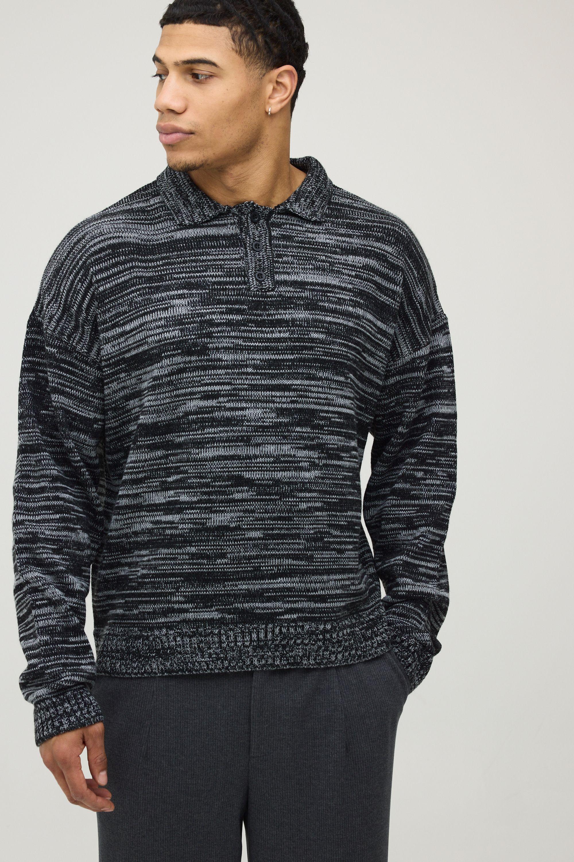 Relaxed Boxy Marl Knitted Polo by BOOHOOMAN
