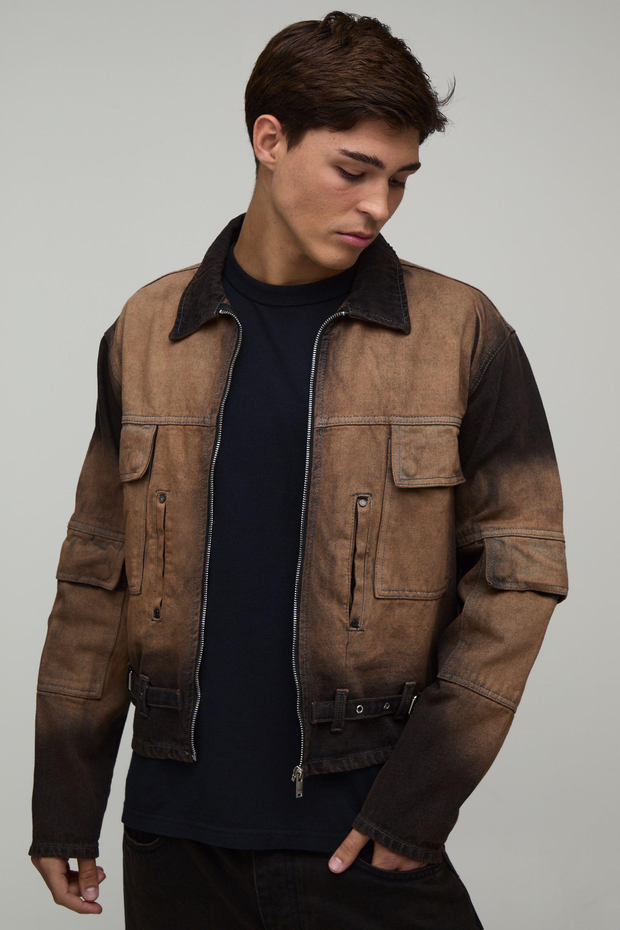 Relaxed Cropped Washed Denim Jacket by BOOHOOMAN