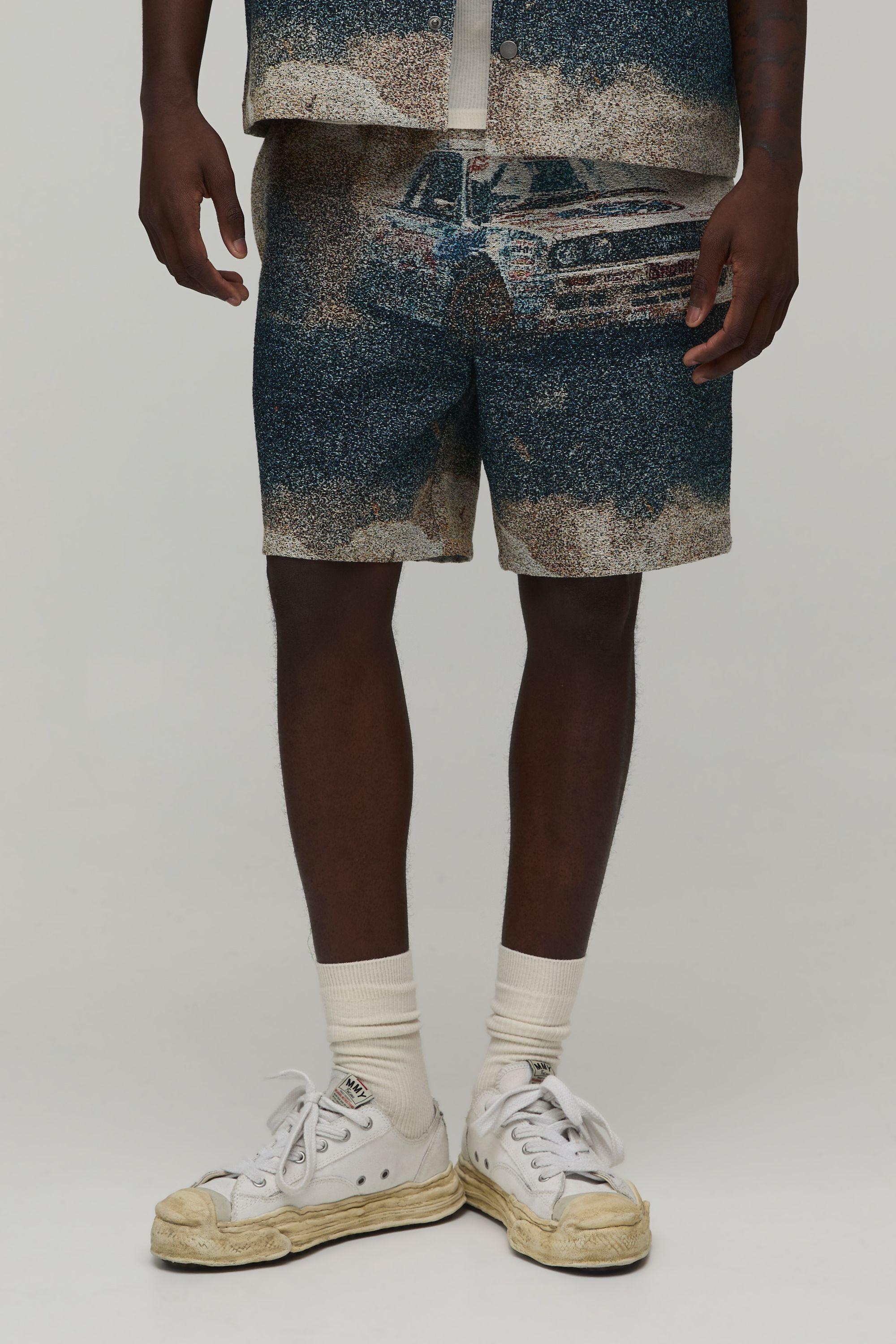 Relaxed Fit Car Tapestry Shorts by BOOHOOMAN