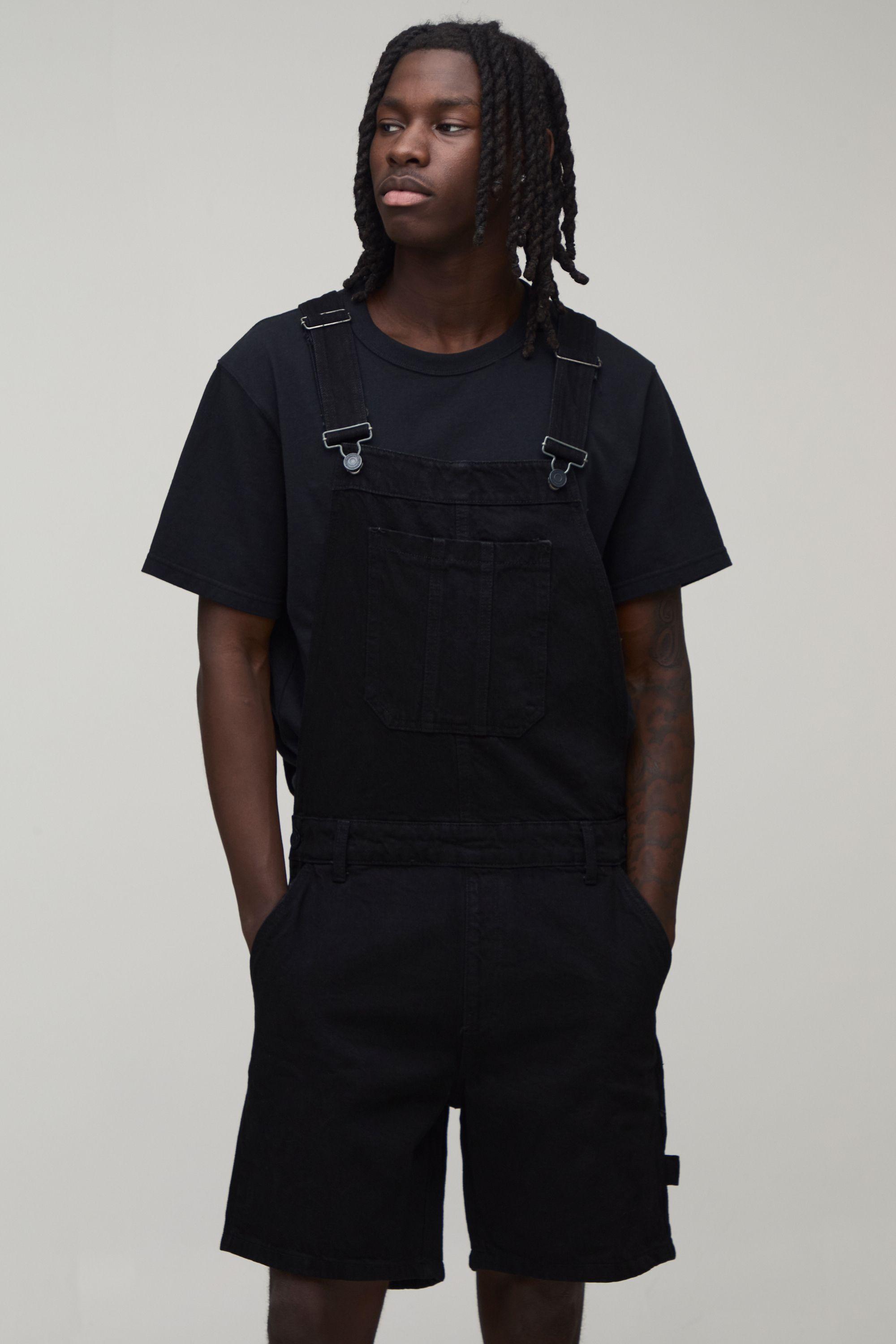 Relaxed Fit Carpenter Short Dungarees by BOOHOOMAN