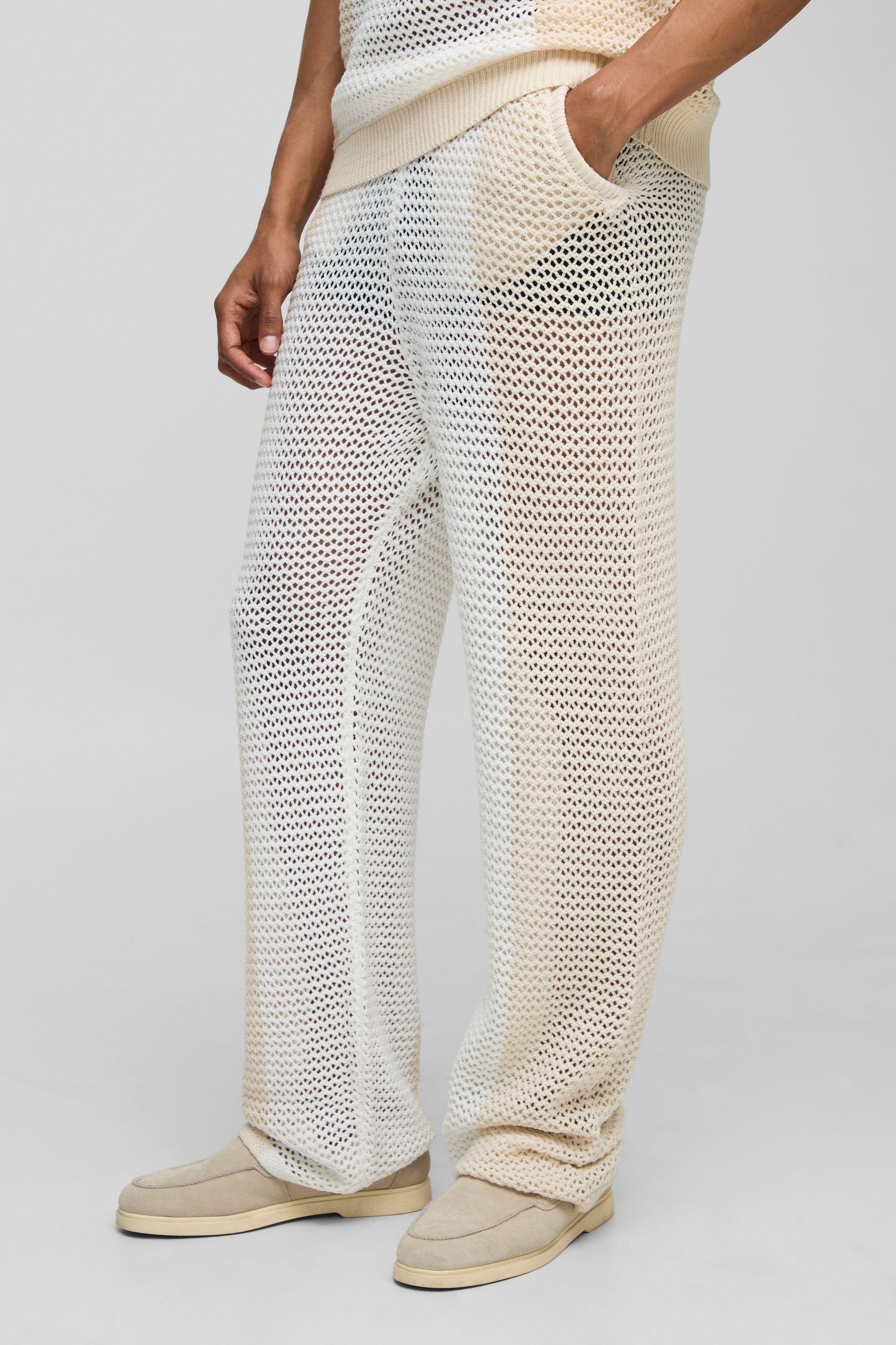 Relaxed Fit Colour Block Open Stitch Knitted Joggers by BOOHOOMAN