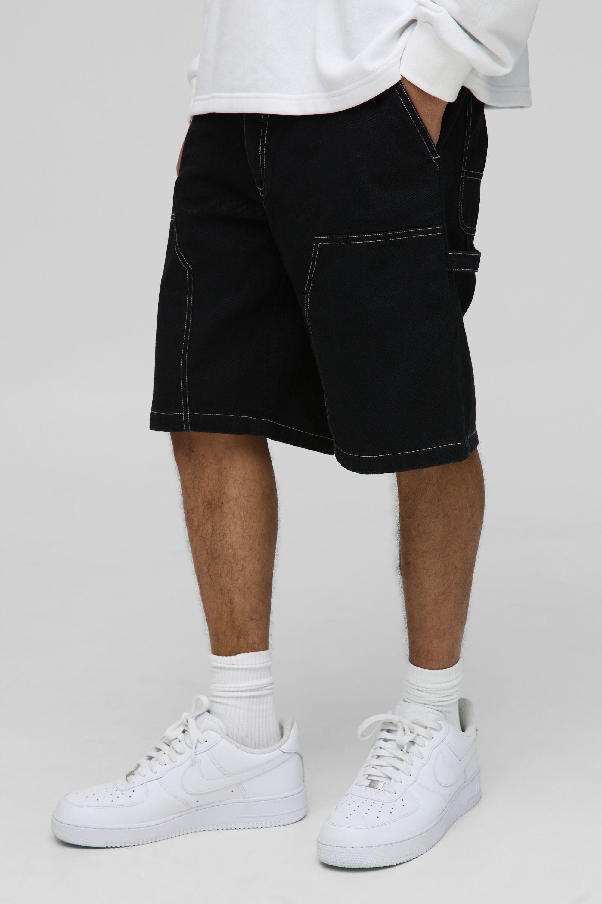 Relaxed Fit Contrast Stitch Carpenter Shorts by BOOHOOMAN