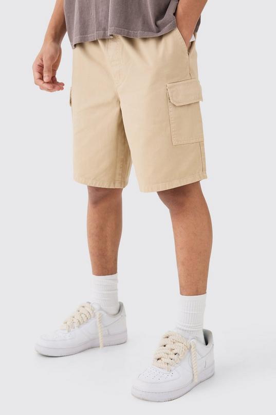 Relaxed Fit Elasticated Waist Cargo Shorts by BOOHOOMAN