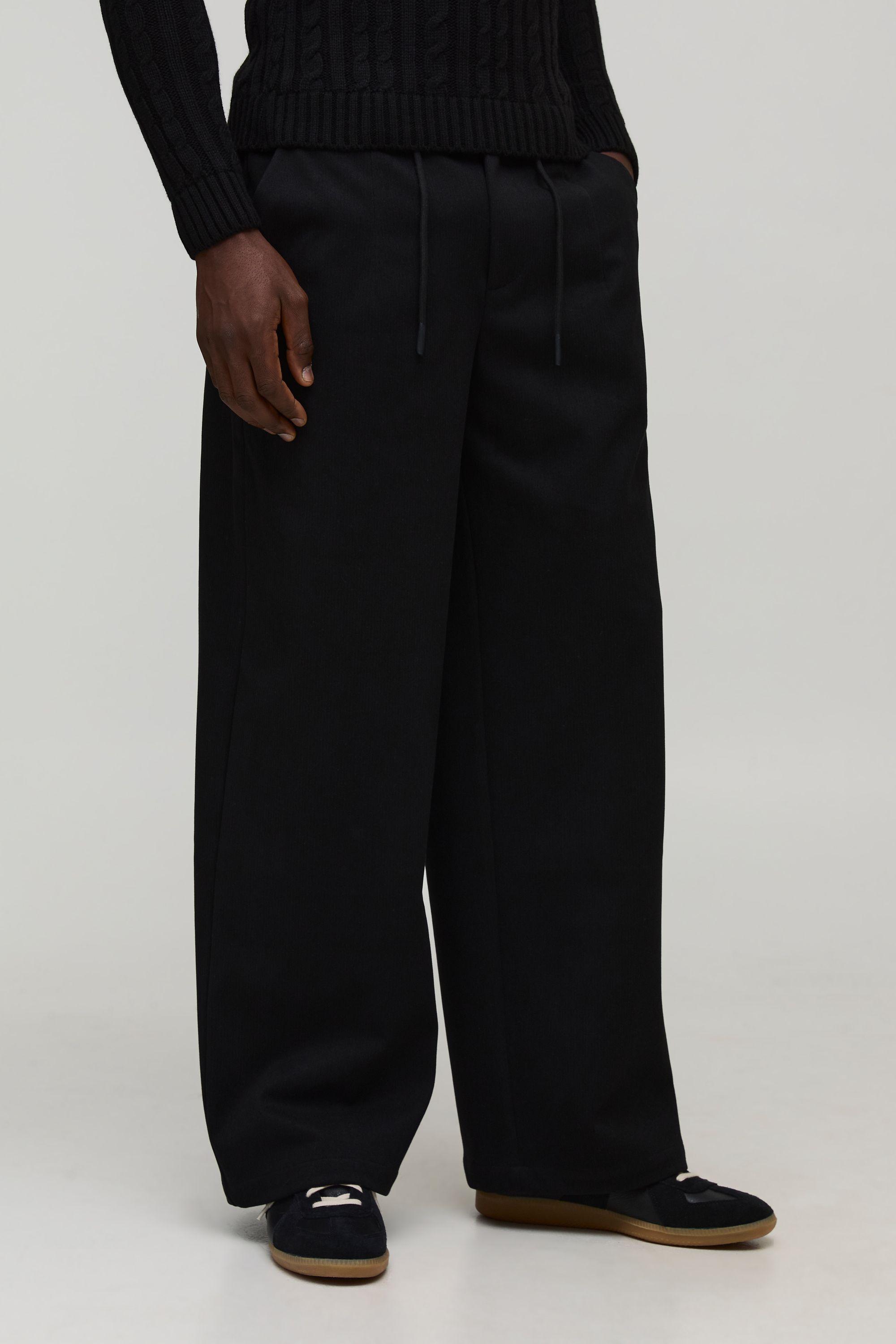 Relaxed Fit Half & Half Waistband Textured Trouser by BOOHOOMAN Relaxed Fit Half & Half Waistband Textured Trouser by BOOHOOMAN