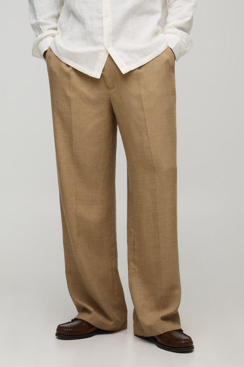 Relaxed Fit Half & Half Waistband Wool Look Trouser by BOOHOOMAN Relaxed Fit Half & Half Waistband Wool Look Trouser by BOOHOOMAN