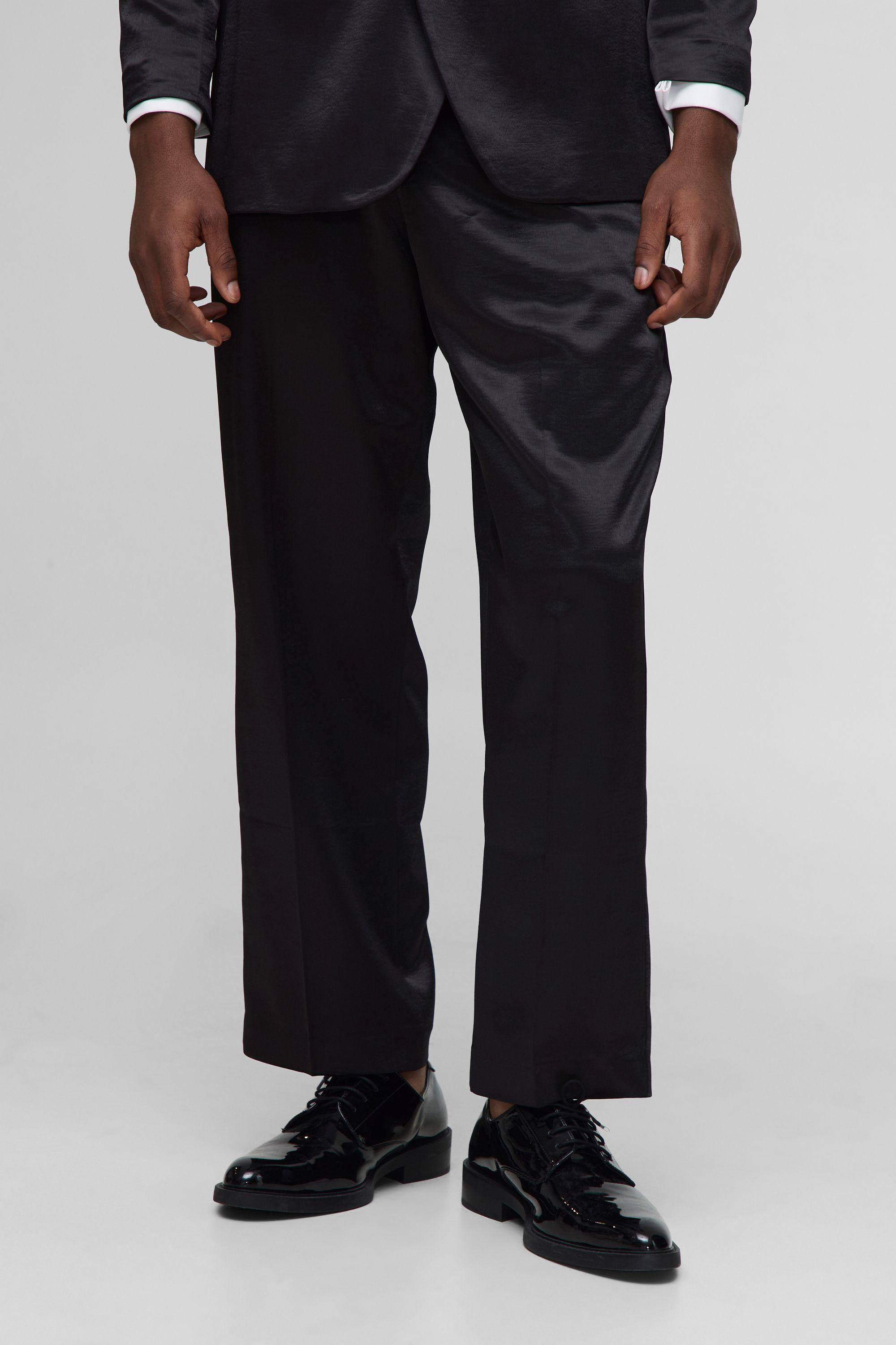 Relaxed Fit High Shine Satin Trouser by BOOHOOMAN