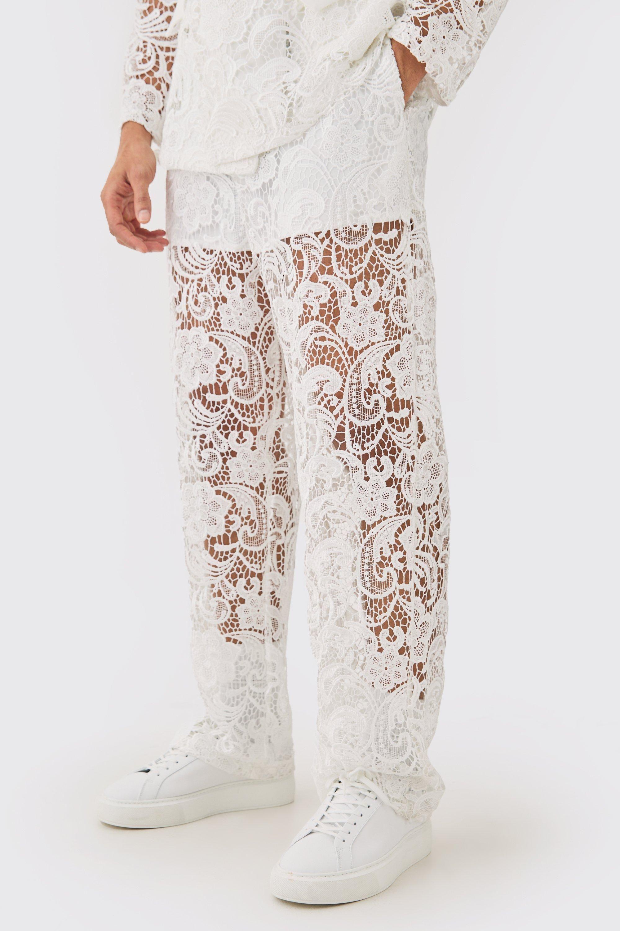 Relaxed Fit Lace Suit Trouser by BOOHOOMAN