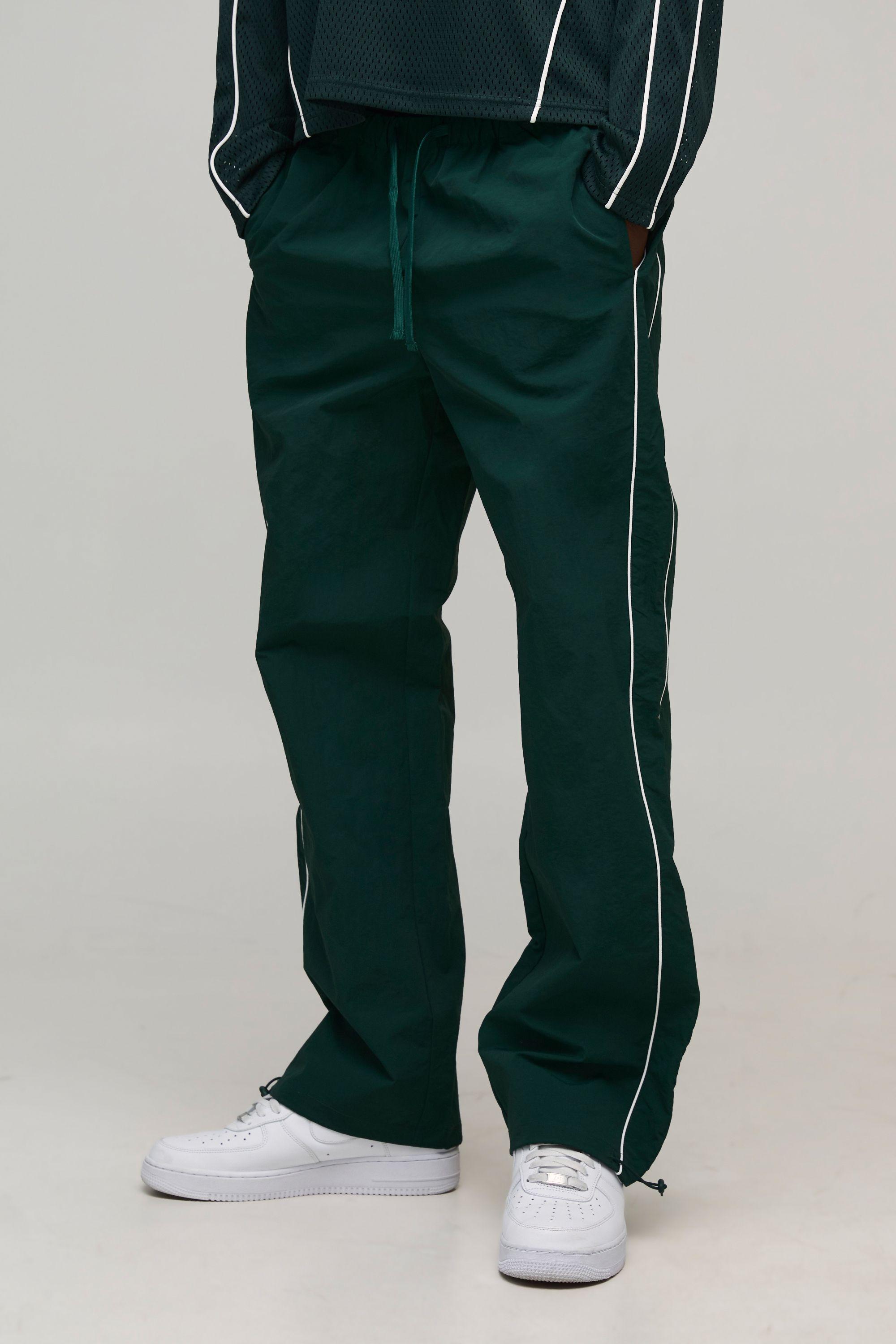 Relaxed Fit Nylon Piping Detail Track Pants by BOOHOOMAN