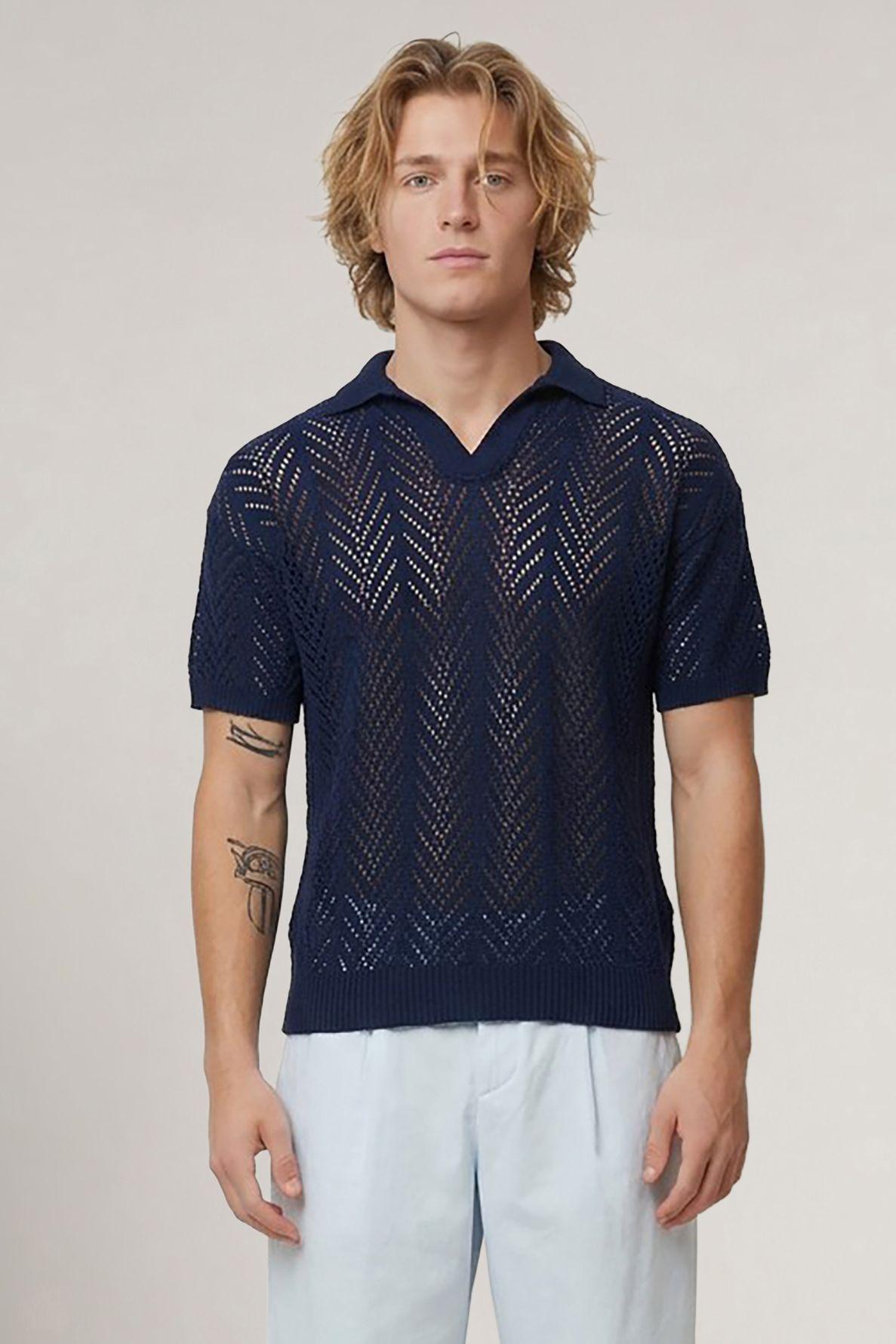 Relaxed Fit Open Stitch Knitted Polo by BOOHOOMAN