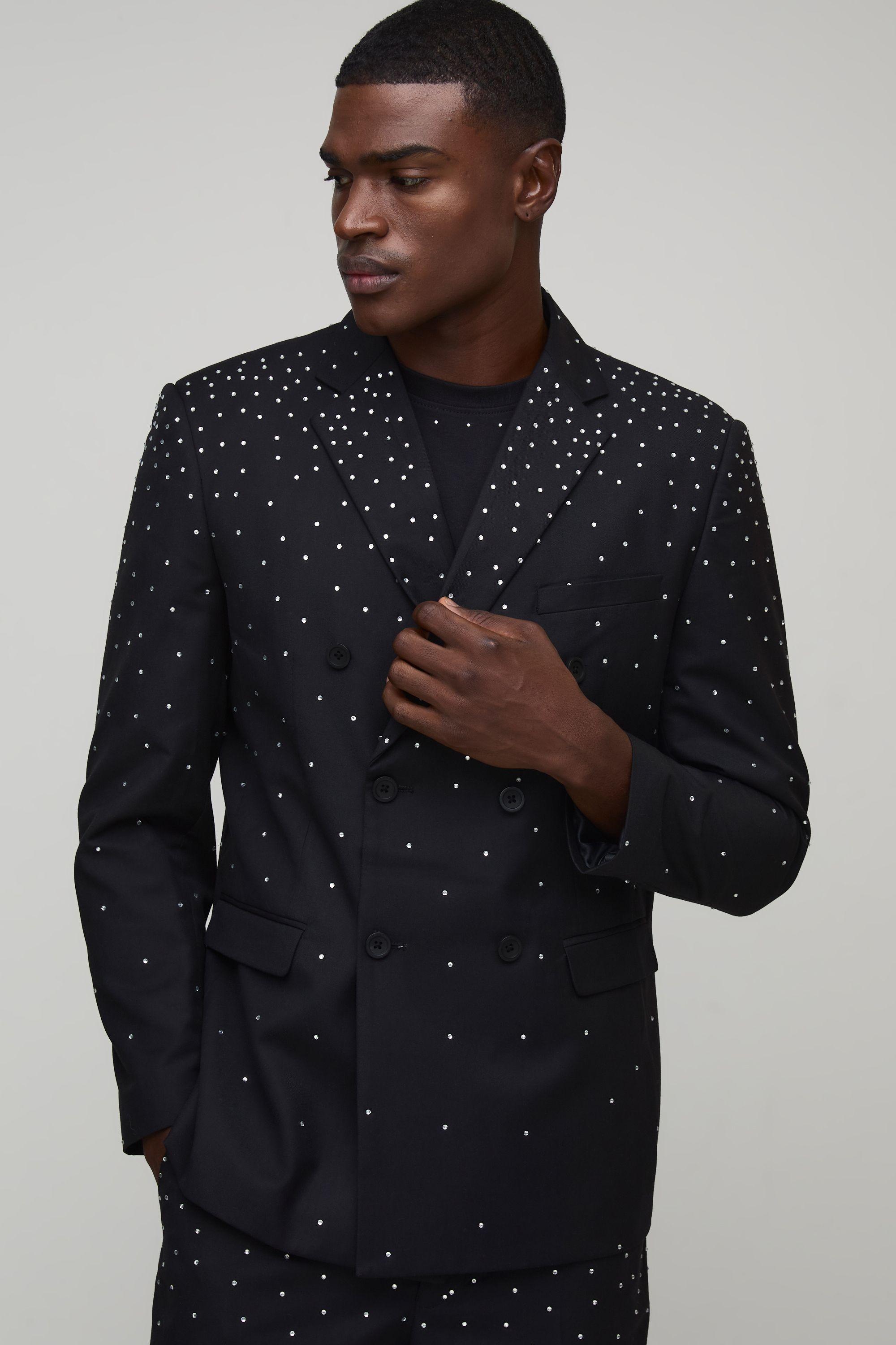 Relaxed Fit Rhinestone Embellished Suit Jacket by BOOHOOMAN