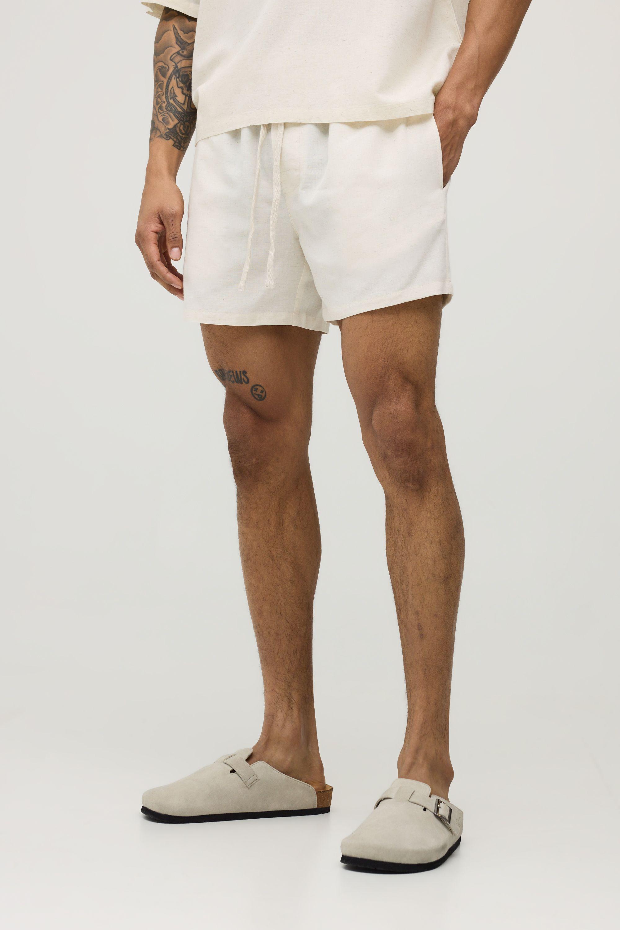 Relaxed Fit Short Length Linen Blend Co-Ord Short by BOOHOOMAN