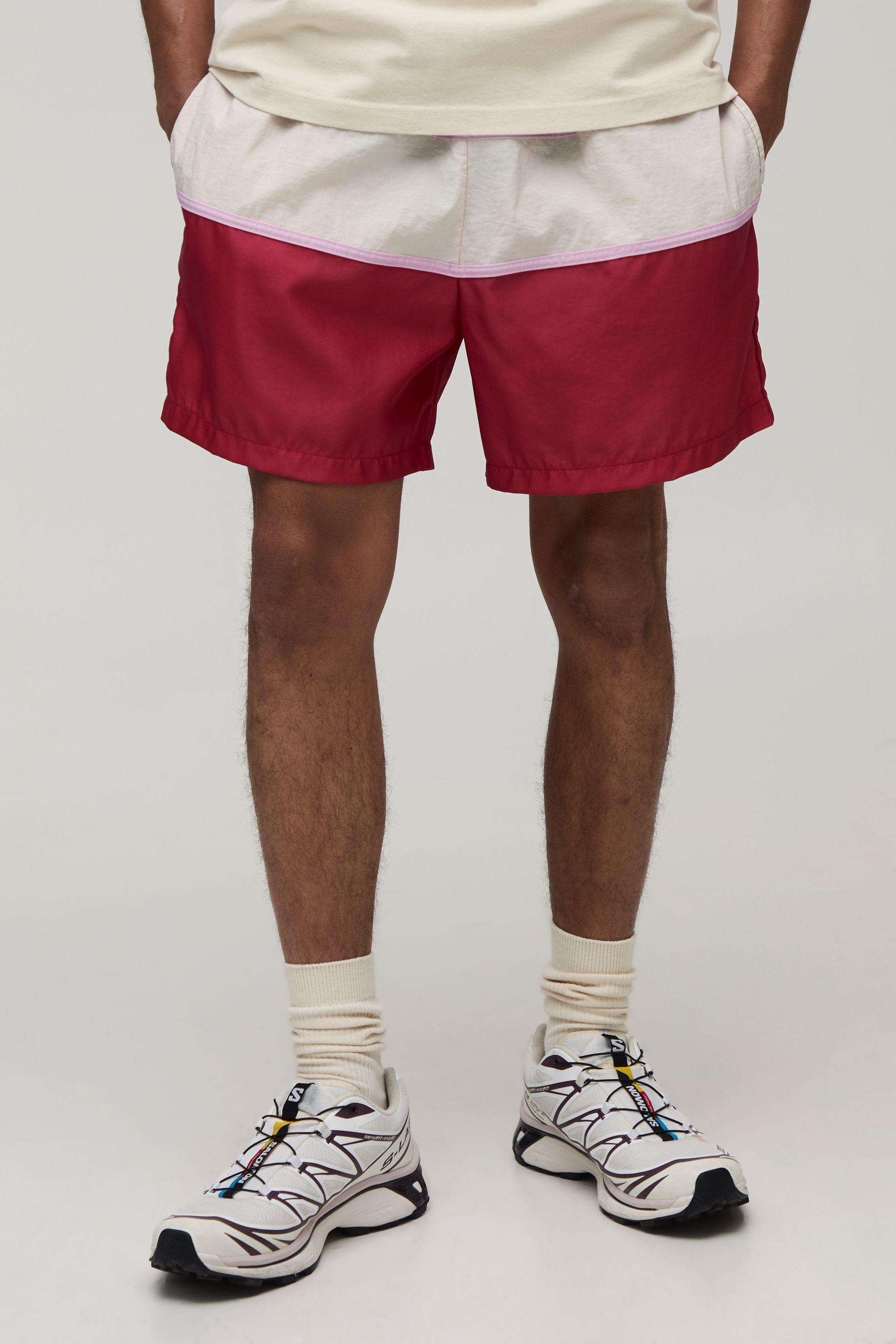 Relaxed Fit Stripe Panel Short Length Nylon Shorts by BOOHOOMAN